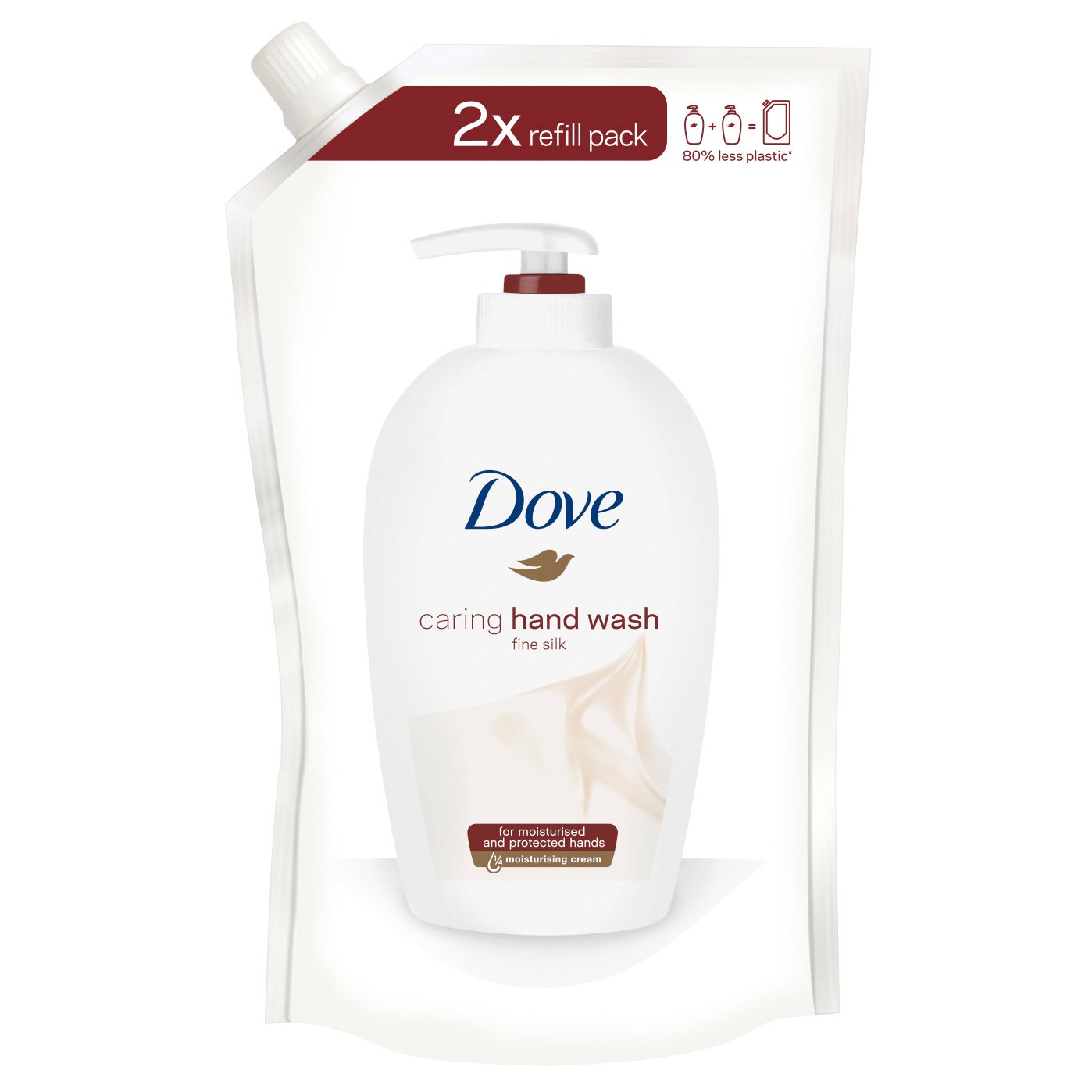 Dove Caring Hand Wash Refill Pack Fine Silk Υγρό Κρεμοσάπουνο για Αίσθηση & Όψη Μεταξένιων Χεριών Ανταλλακτικό 500ml