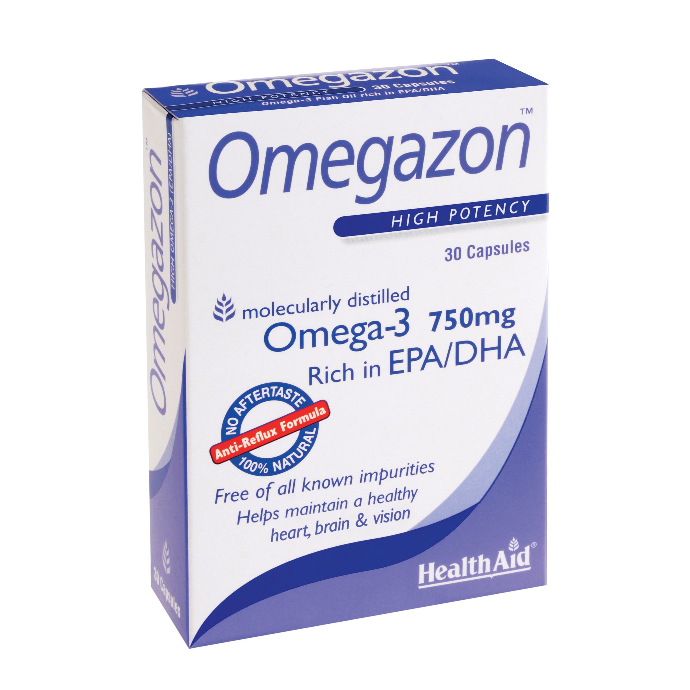 Health Aid Omegazon -Blister 750Mg Νορβηγικά Ιχθυέλαια Διπλής Μοριακής Απόσταξης 30Caps