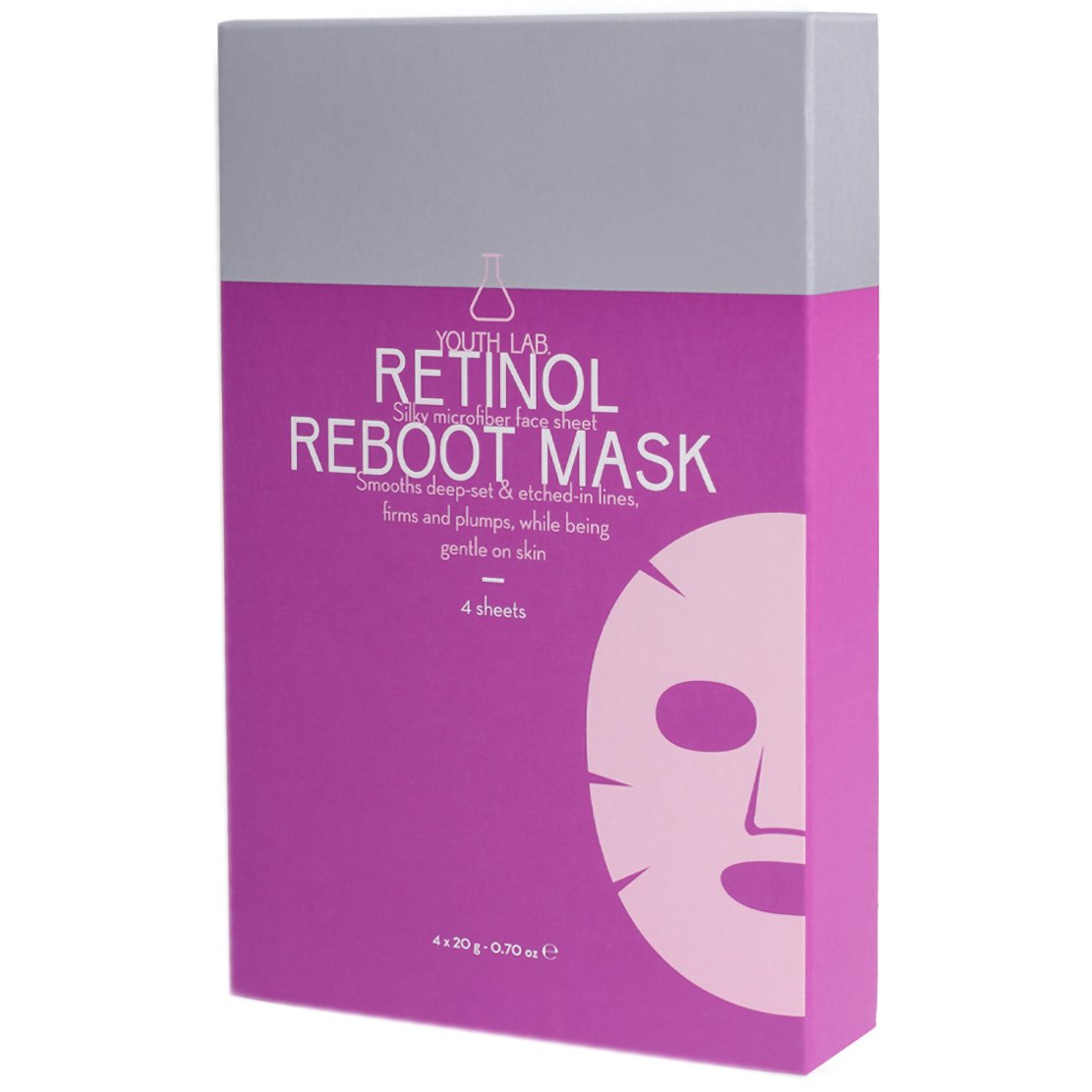 Youth Lab. Youth Lab Retinol Reboot Sheet Mask Εμποτισμένη Υφασμάτινη Μάσκα Προσώπου με Ρετινόλη για Άμεση Σύσφιξη & Λείανση των Έντονων Ρυτίδων 4x20g