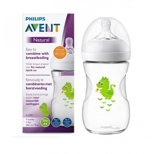 Avent Natural Μπιμπερο Δεινόσαυρος 1m+ 260ml