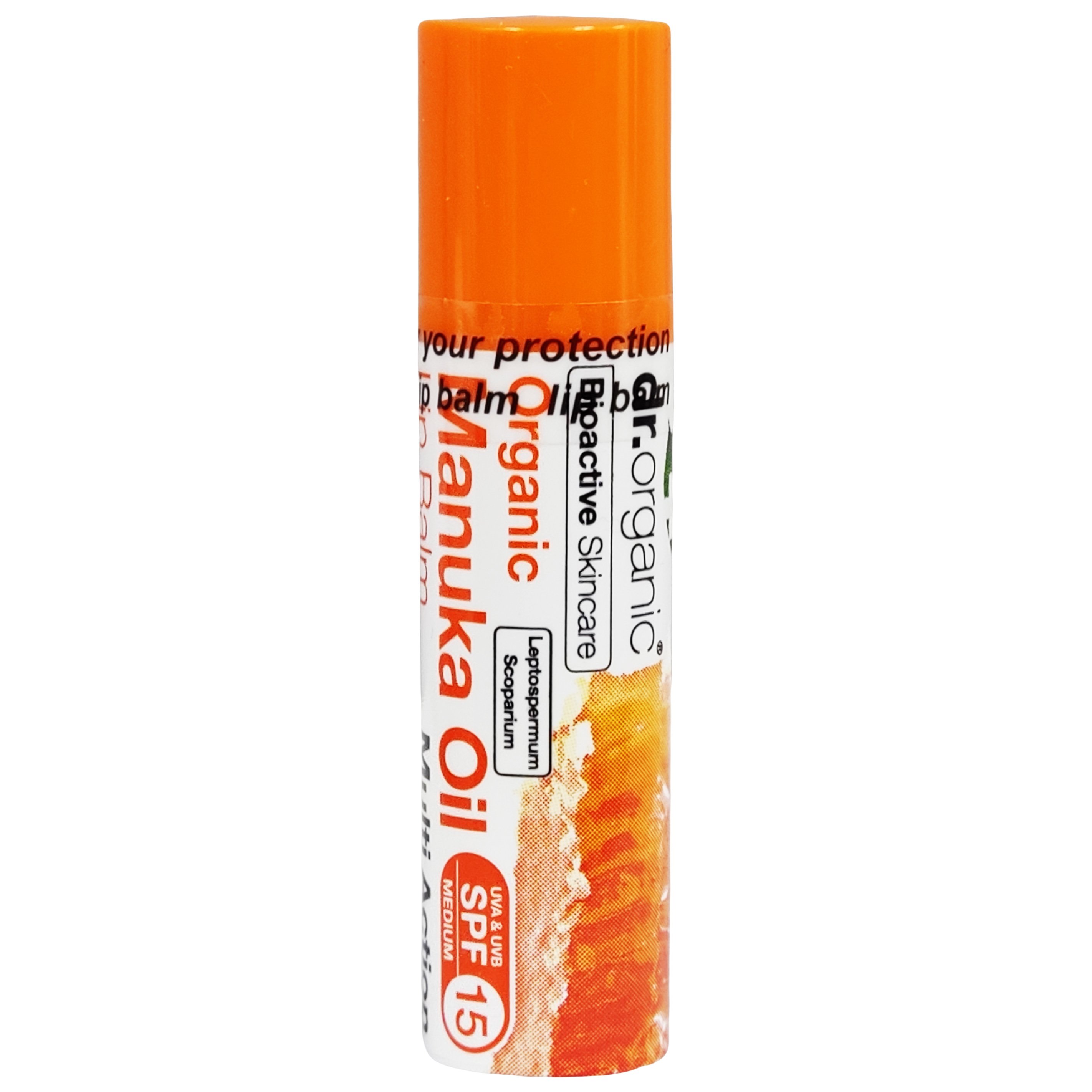 Dr Organic Manuka Honey Lip Balm Spf15 Βάλσαμο Χειλιών με Βιολογικό Μέλι Μανούκα, Ιδανικό για Ξηρά, Σκασμένα Χείλη 5.7ml