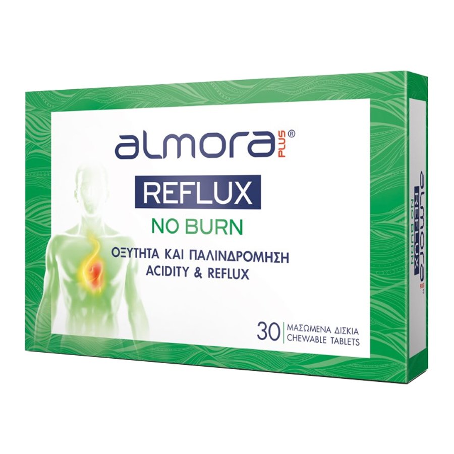 Almora Plus Almora Plus Reflux no Burn Μασώμενα Δισκία για την Γαστροοισοφαγική Οξύτητα & την Παλινδρόμηση, 30 Δισκία