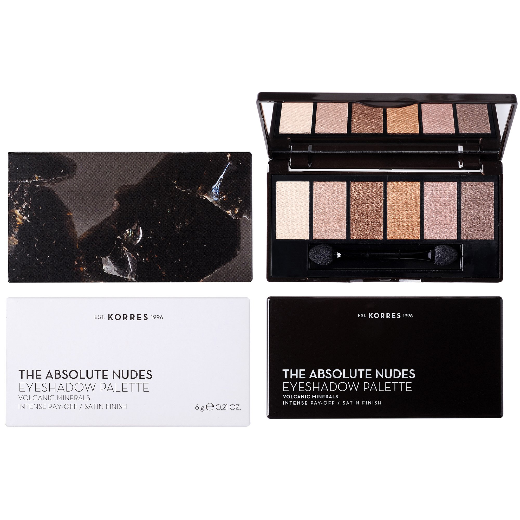 Korres Volcanic Minerals Eyeshadow Palette The Absolute Nudes Παλέτα Σκιών Έξι Αποχρώσεων, Τέλειο Χρώμα & Μεταξένιο Φινίρισμα 6g