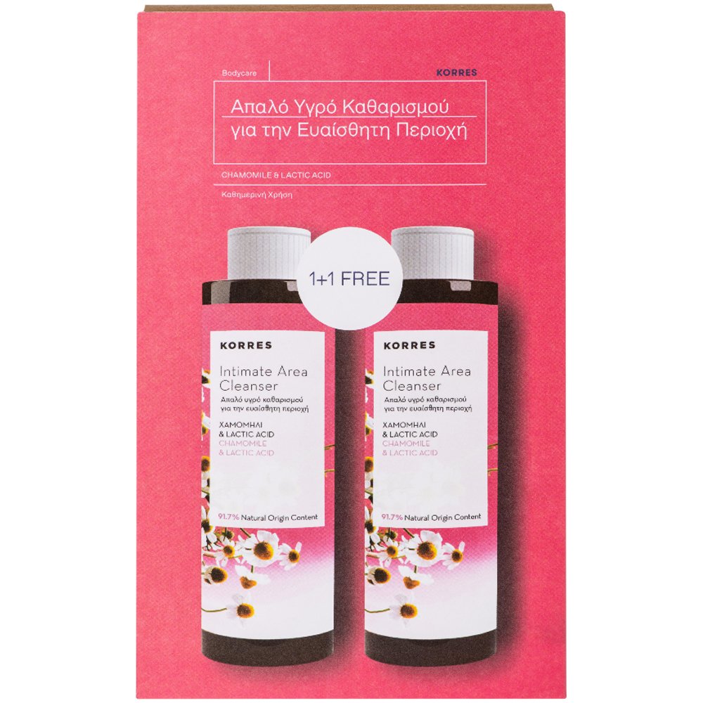 Korres Korres Πακέτο Προσφοράς Intimate Area Cleanser Με Χαμομήλι & Lactic Acid για την Ευαίσθητη Περιοχή 1+1 Δώρο 2x250ml