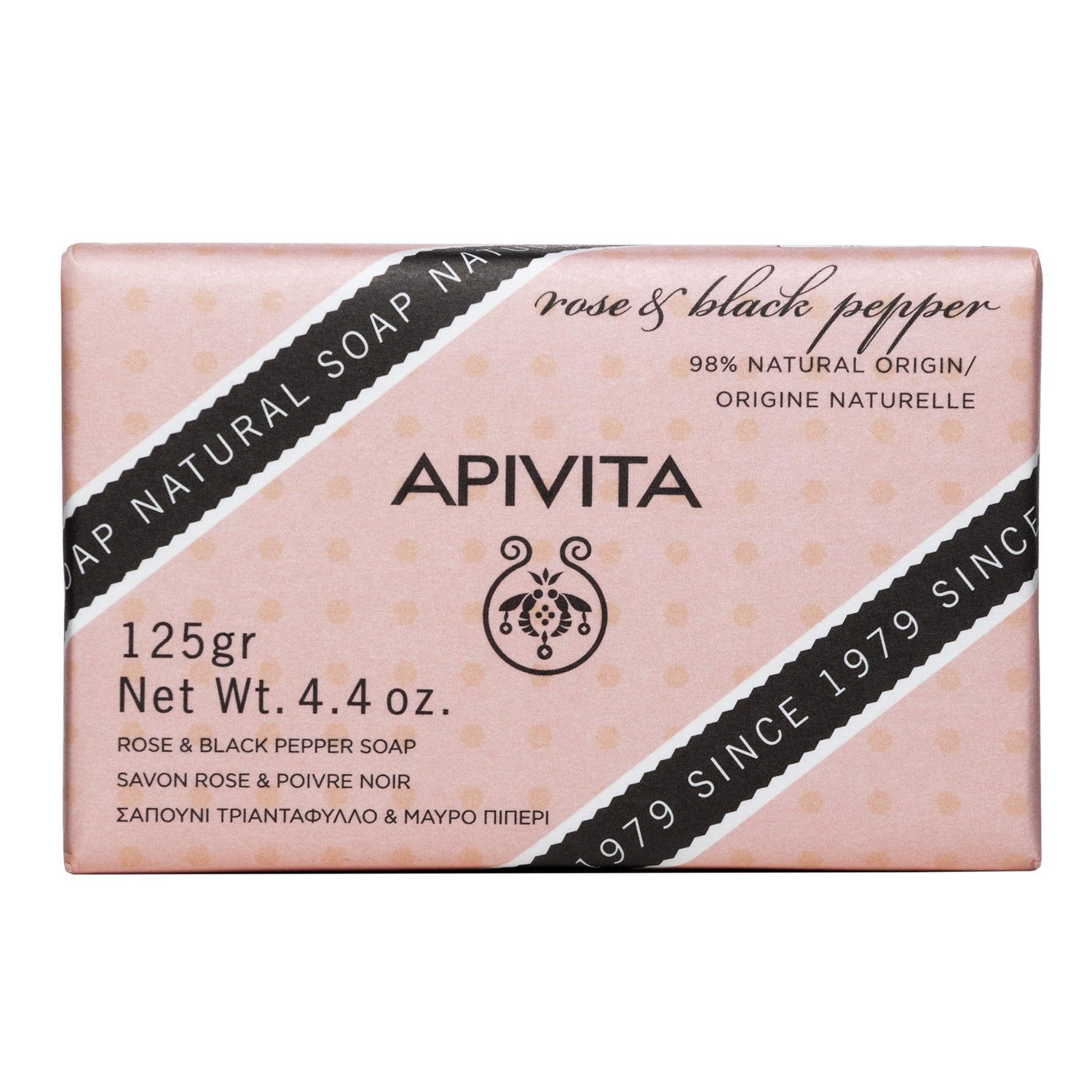 Εικόνα από Apivita Natural Soap Σαπούνι με Τριαντάφυλλο & Μαύρο Πιπέρι 125g