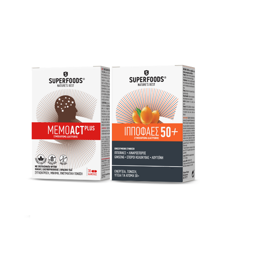 Superfoods Memoact Plus 30caps & Δώρο Superfoods Ιπποφαές 50+, 10caps