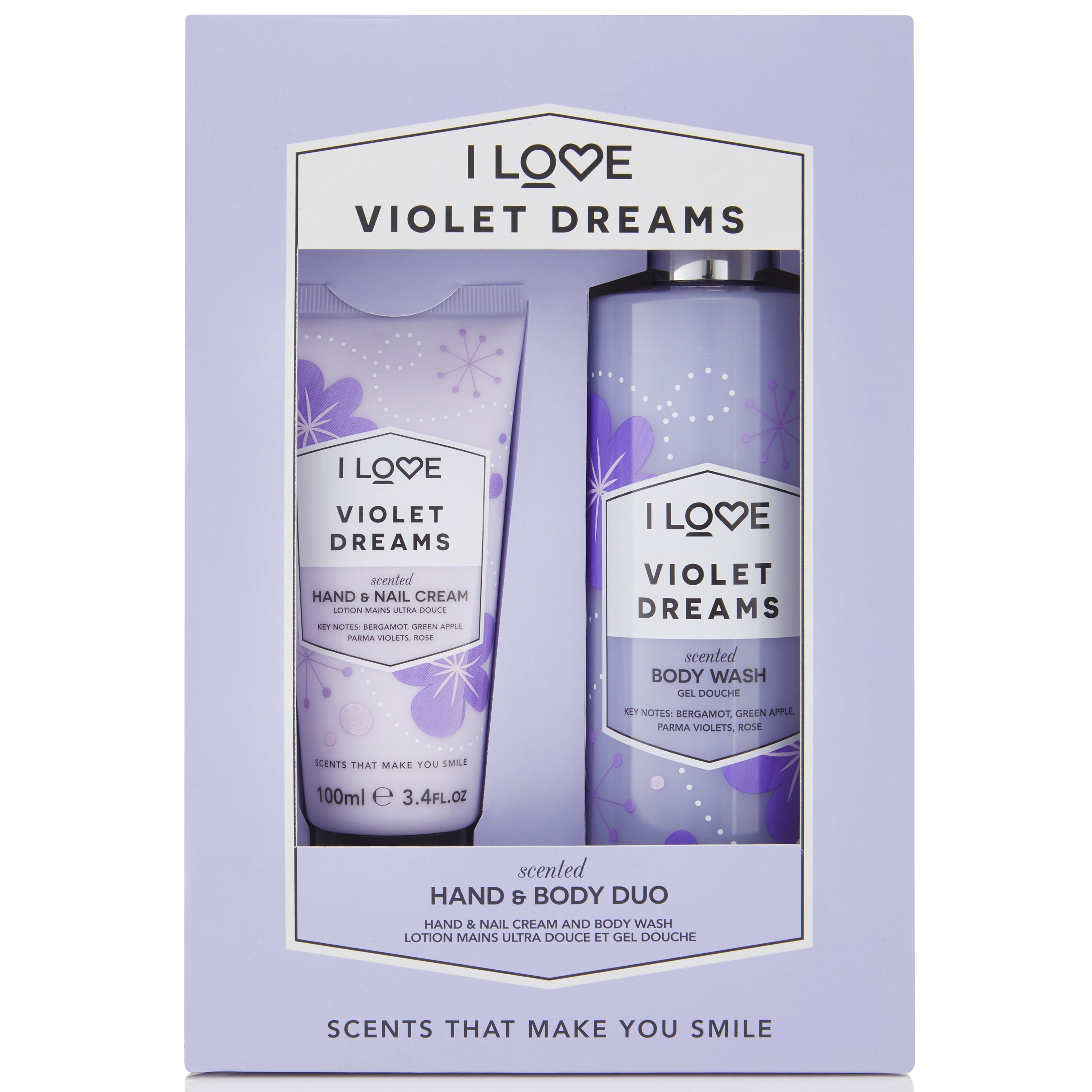 I love… Gift Set Duo Violet Dreams Hand & Nail Cream 100ml & Scented Body Wash 360ml