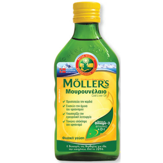 Möller’s Μουρουνέλαιο Cod Liver Oil Natural Πλούσιο σε Ωμέγα-3 με Βιταμίνες A,D & E Φυσική Γεύση 250ml