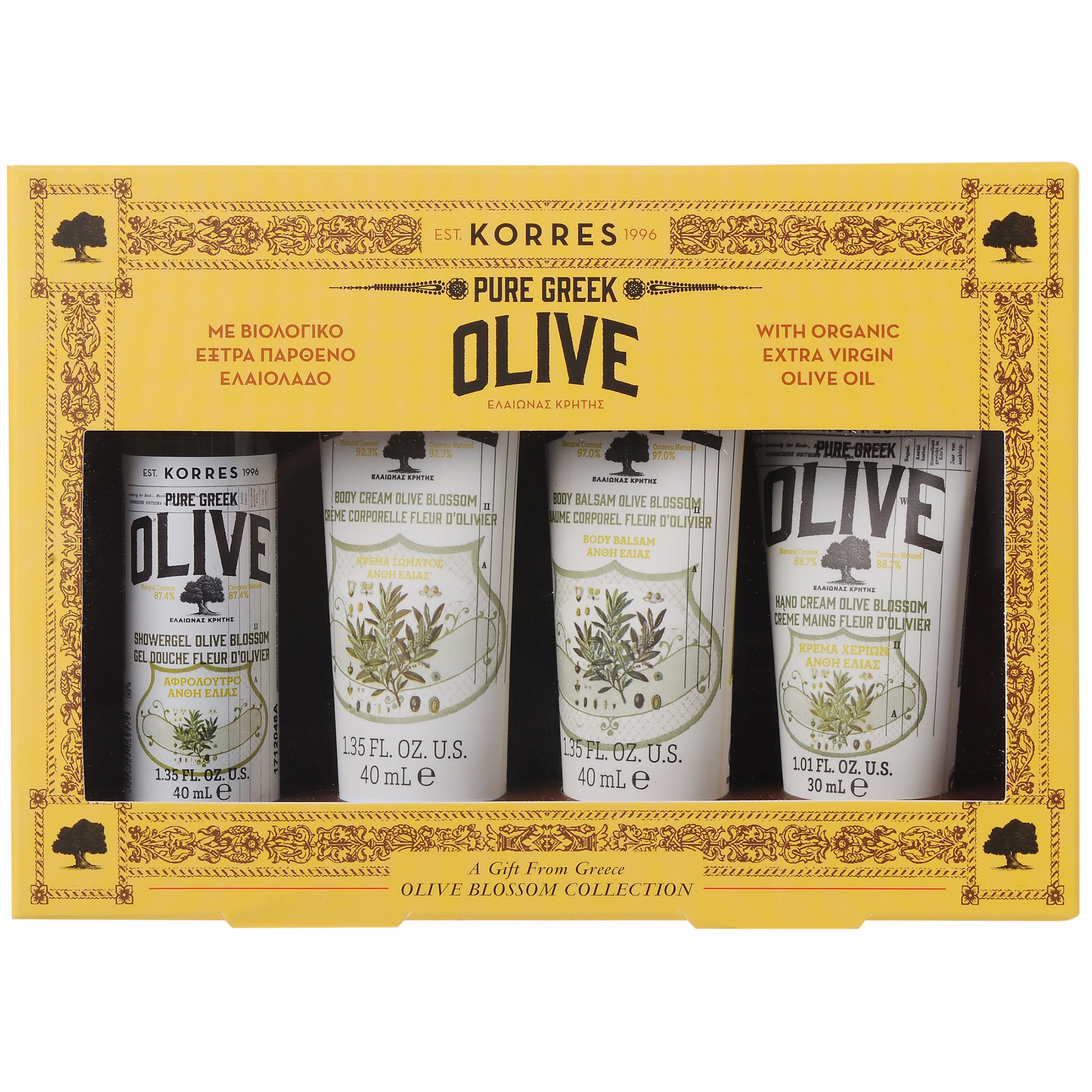 Korres Promo Pure Greek Olive Σετ Άνθη Ελιάς με Αφρόλουτρο 40ml, Κρέμα Σώματος 40ml, Βάλσαμο Σώματος 40ml, Κρέμα Χεριών 30ml
