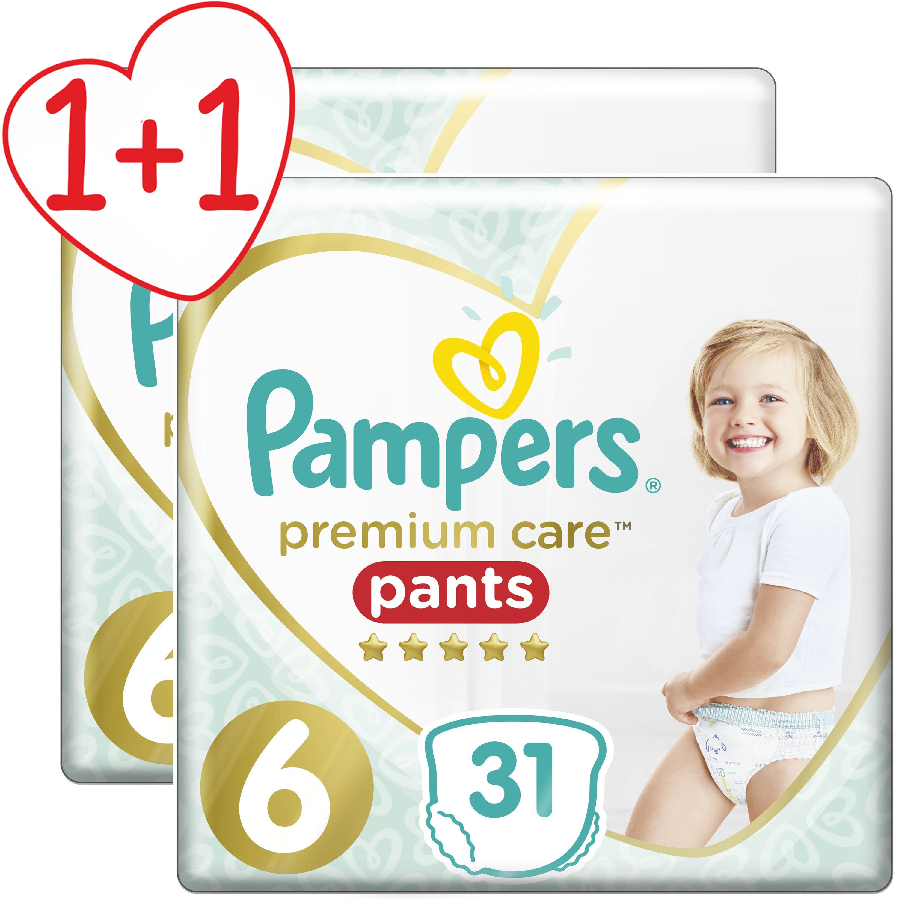 Pampers Πακέτο Προσφοράς Premium Care Pants Jumbo Pack No6 (15+Kg) 2×31 πάνες 1+1 Δώρο
