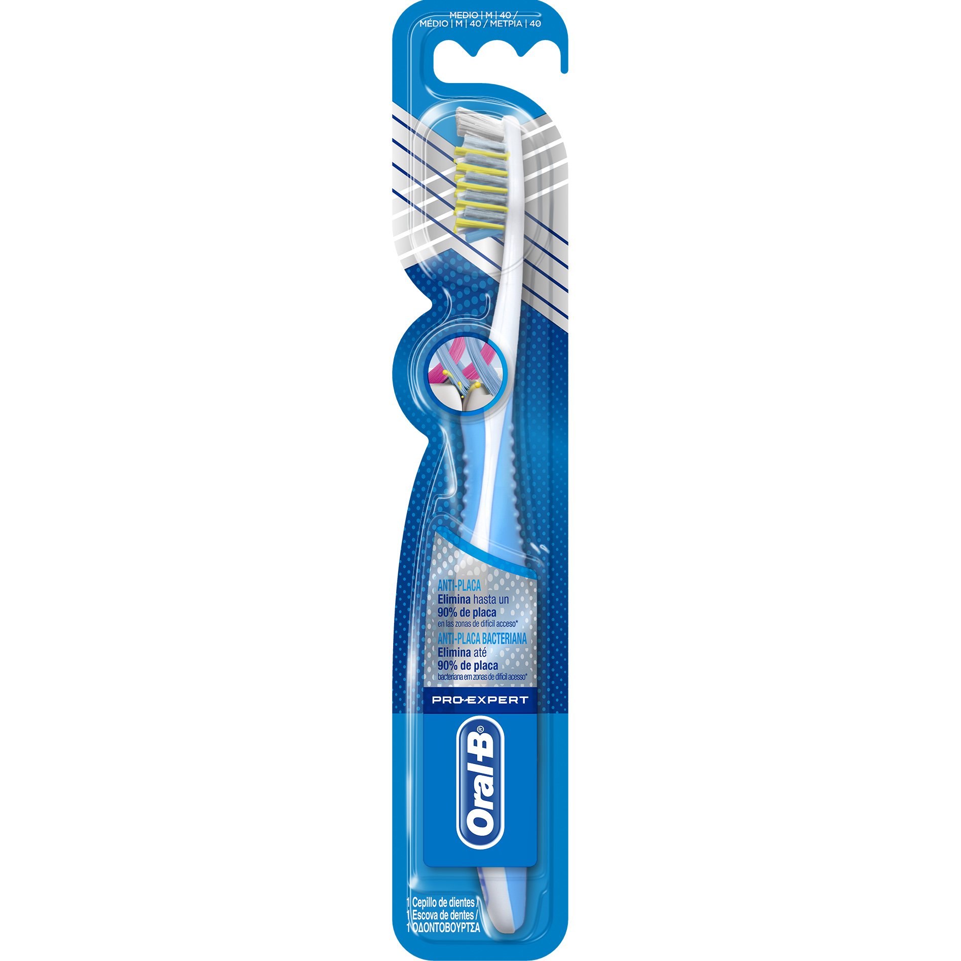 Oral-B Pro-Expert Cross Action Anti-Plac 40 Medium Οδοντόβουρτσα Κατά της Μικροβιακής Πλάκας με Εύκαμπτες Ίνες 1τεμάχιο