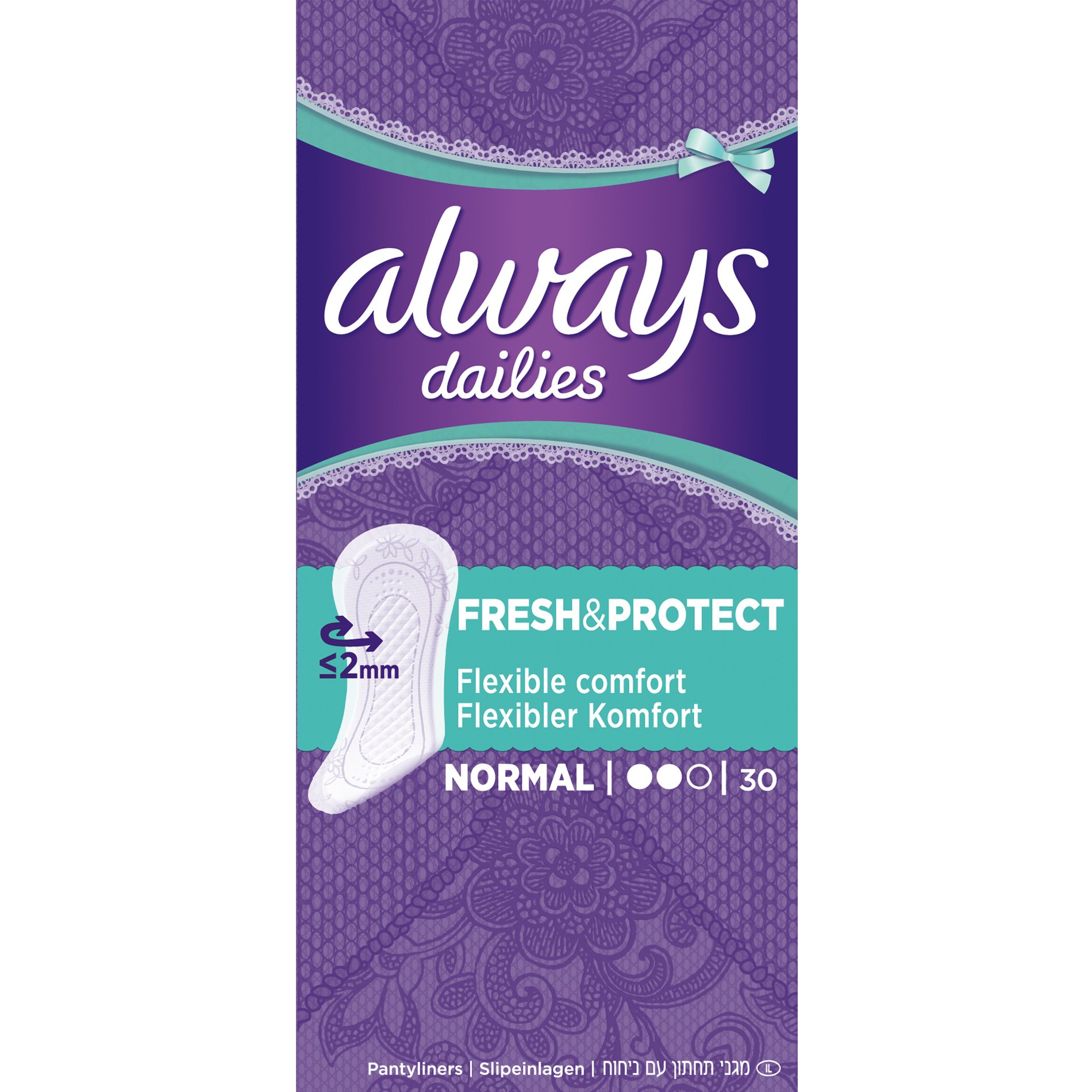 Always Dailies Fresh & Protect Normal Σερβιετάκια με Άνετη Εφαρμογή Όλη Μέρα 30 τεμάχια