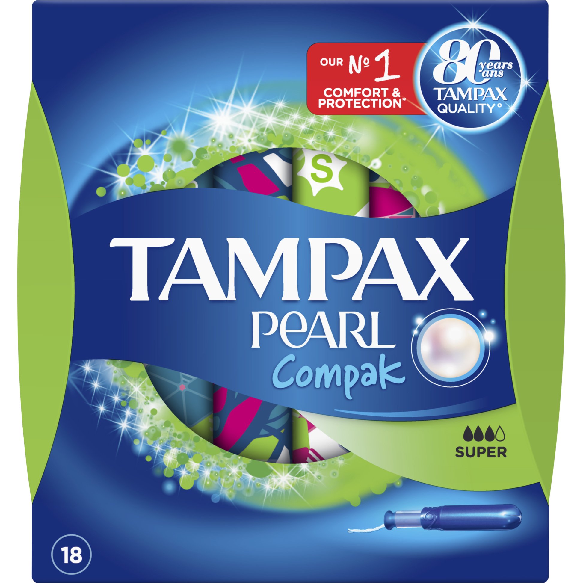 Tampax Compak Pearl Super Με Απλικατέρ Υψηλής Απορροφητικότητας για Μέτρια Έως Μεγάλη Ροή 18 τεμάχια
