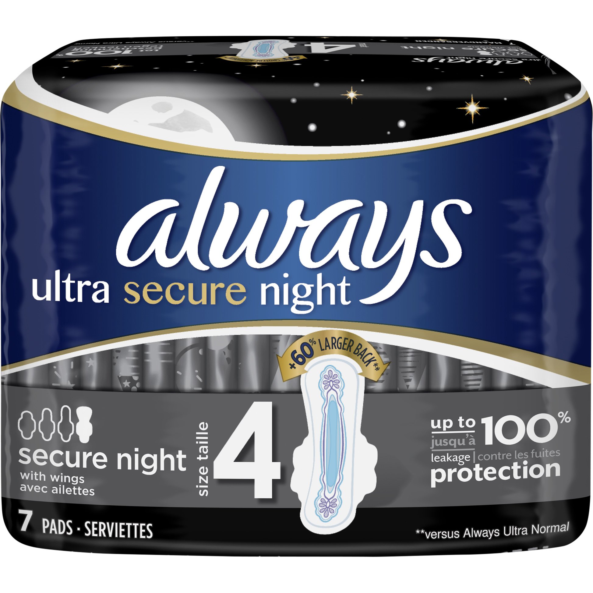 Always Σερβιέτες Ultra Secure Night Αίσθηση Καθαριότητας και Φρεσκάδας για Μέχρι και 8 Ώρες 7 τεμάχια