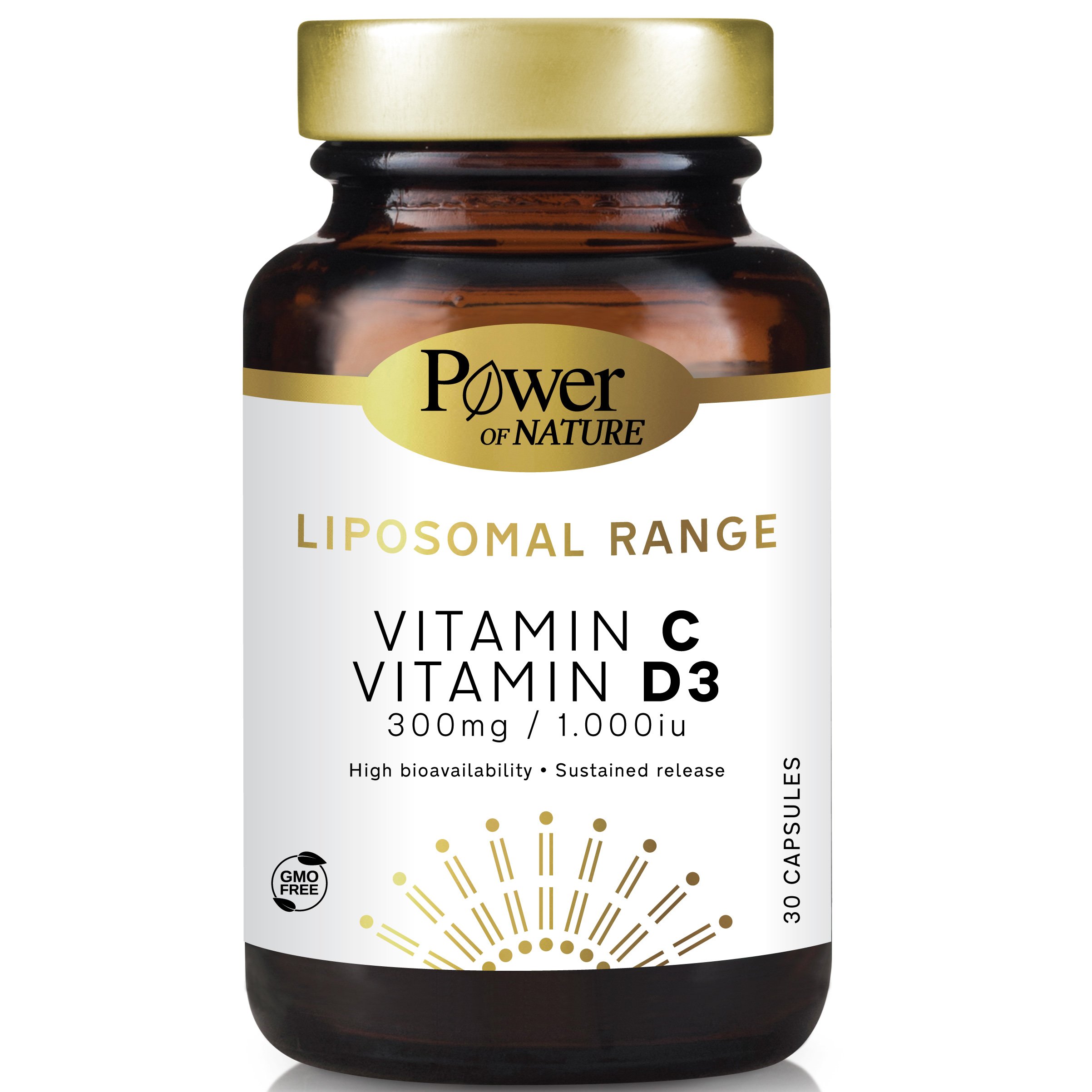 Power of Nature Liposomal Range Vitamin C & Vitamin D3 300mg/1000iu Συμπλήρωμα Διατροφής Λιποσωμιακής Φόρμουλας Βιταμινών 30Caps