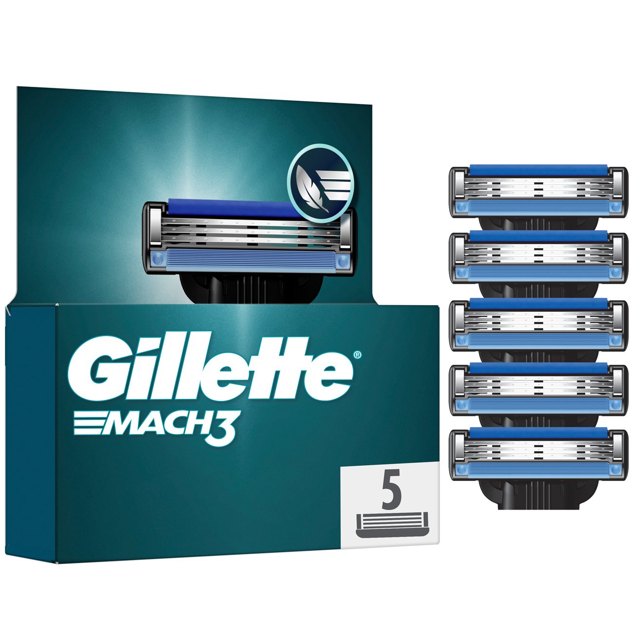 Gillette Mach3 Ανταλλακτικές Κεφαλές 3 Λεπίδων Ανδρικής Ξυριστικής Μηχανής 5 Τεμάχια