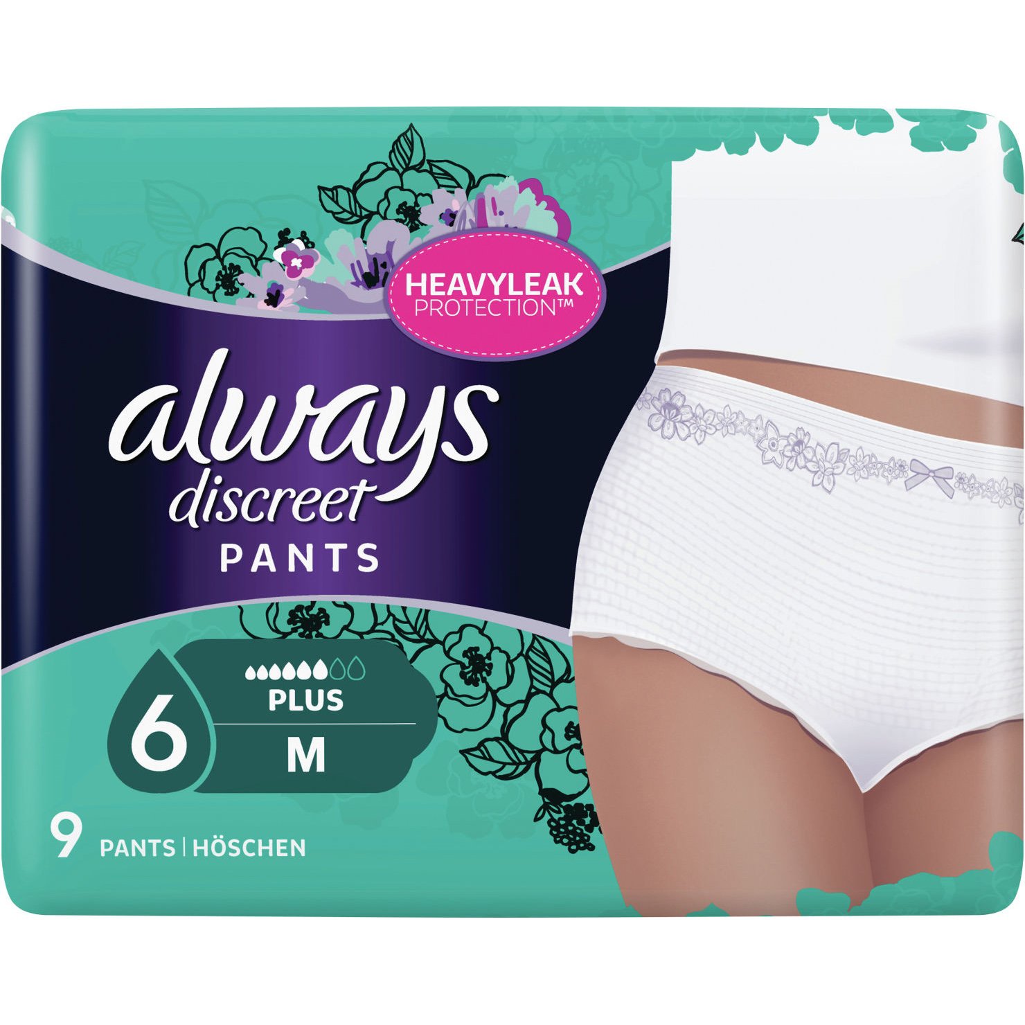 Always Discreet Pants Plus Medium Υπεραπορροφητικό Εσώρουχο Ακράτειας, Απορροφά Ακόμα & τις Βαρύτερες Διαρροές 9 Τεμάχια