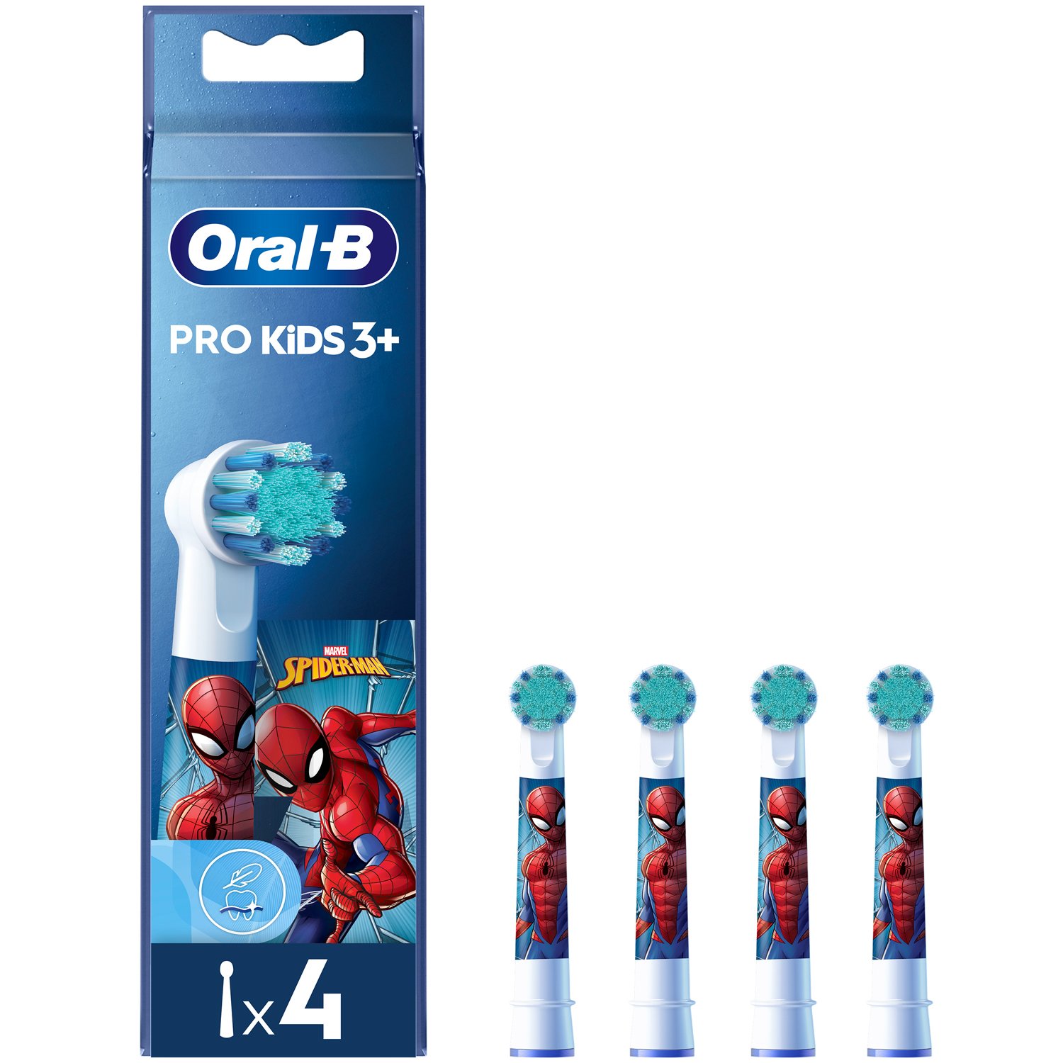 Oral-B Oral-B Kids Spiderman Value Pack Extra Soft Electric Toothbrush Replacement Ανταλλακτικές Κεφαλές Παιδικής Ηλεκτρικής Οδοντόβουρτσας με Πολύ Μαλακές Ίνες & Χαρακτήρες της Ταινίας Spiderman 4 Τεμάχια