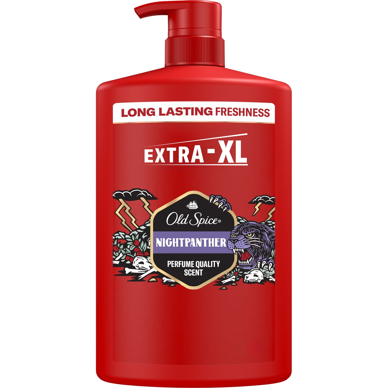 Old Spice Nightpanther 3 in 1 Shower Gel & Shampoo Ανδρικό Αφρόλουτρο - Σαμπουάν με Άρωμα Μεγάλης Διάρκειας από Μαύρη Σοκολάτα, Πικάντικο Κίτρο & Βανίλια, με Αντλία​​​​​​​ 1L