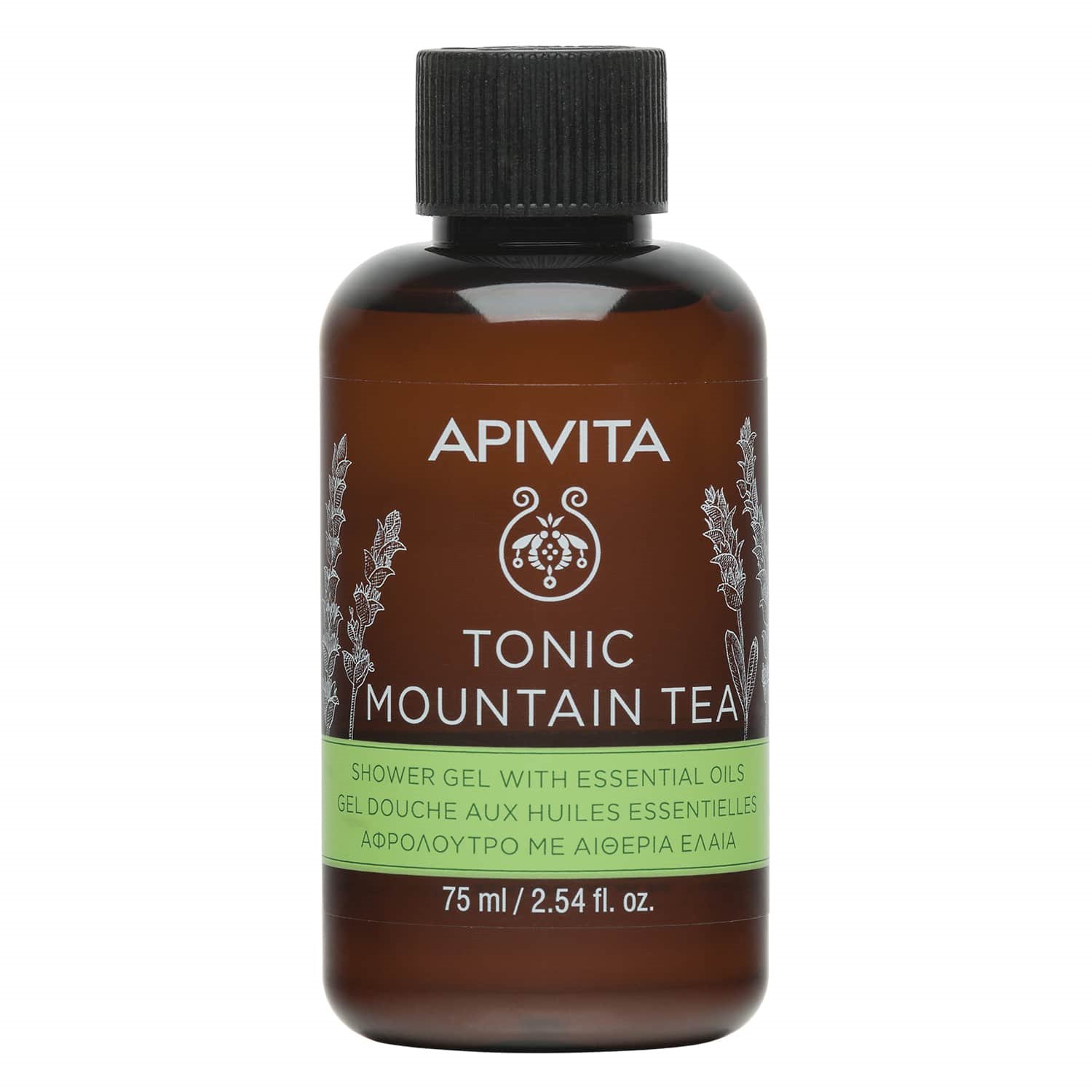 Apivita Tonic Mountain Tea Mini Shower Gel With Esssential Oils Αφρόλουτρο με Αιθέρια Έλαια 75ml