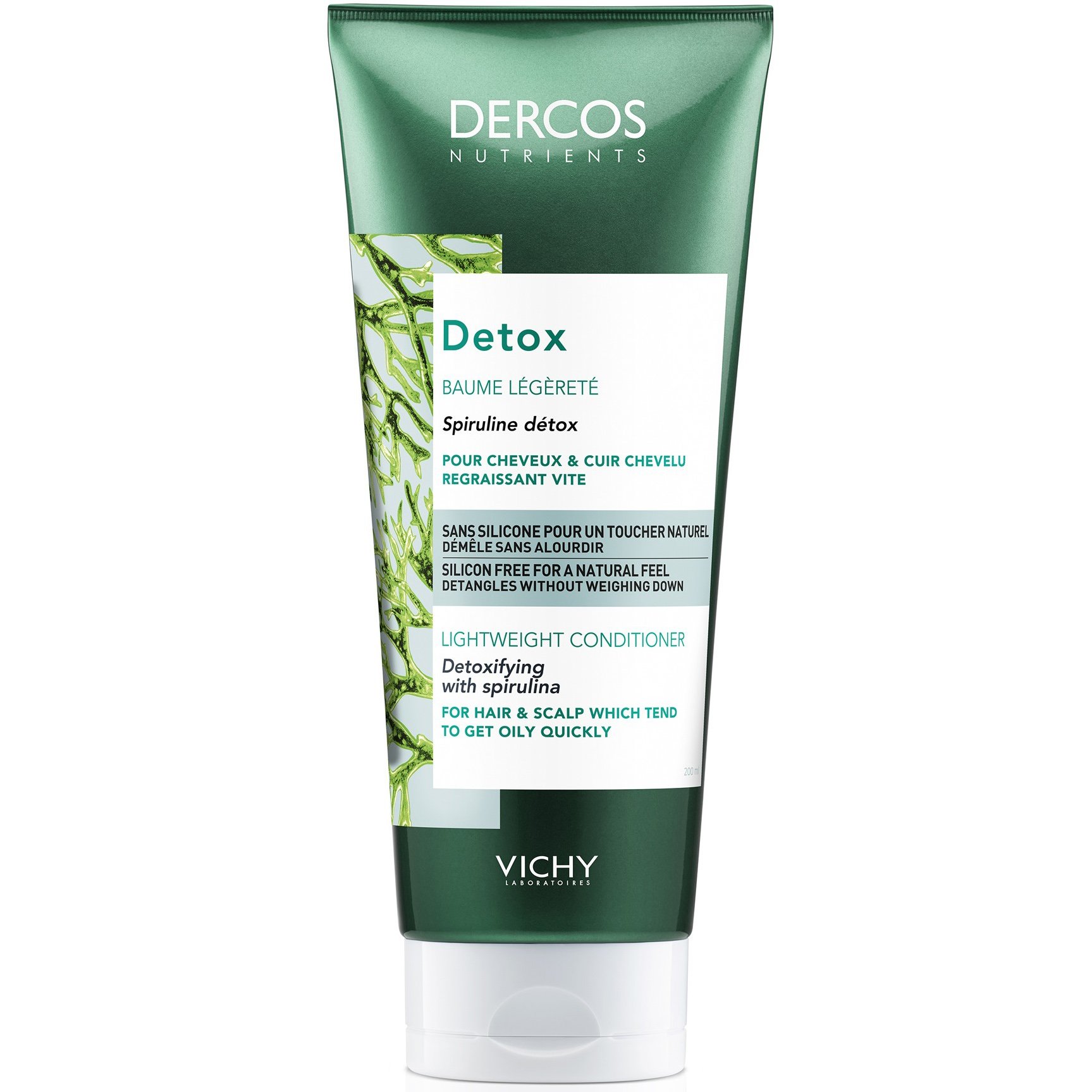 Vichy Dercos Nutrients Detox Baume Legerete Εξισορροπητικό Conditioner Αποτοξίνωσης για Λιπαρά Μαλλιά & Τριχωτό 200ml