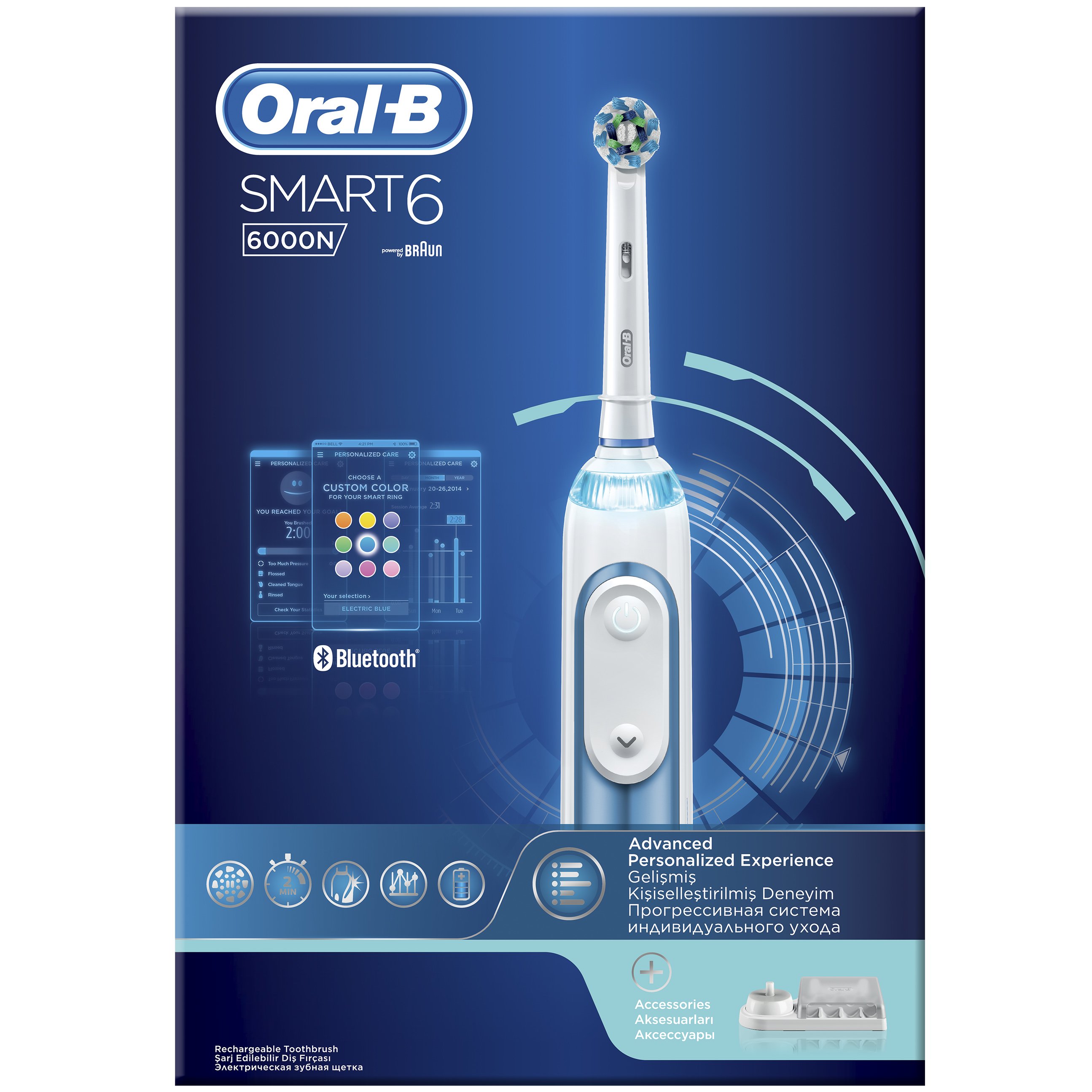 Oral-B Smart 6 6000 N Ηλεκτρική Οδοντόβουρτσα με Προηγμένες Λειτουργίες & Λειτουργία Bluetooth για Σύνδεση με το Smartphone
