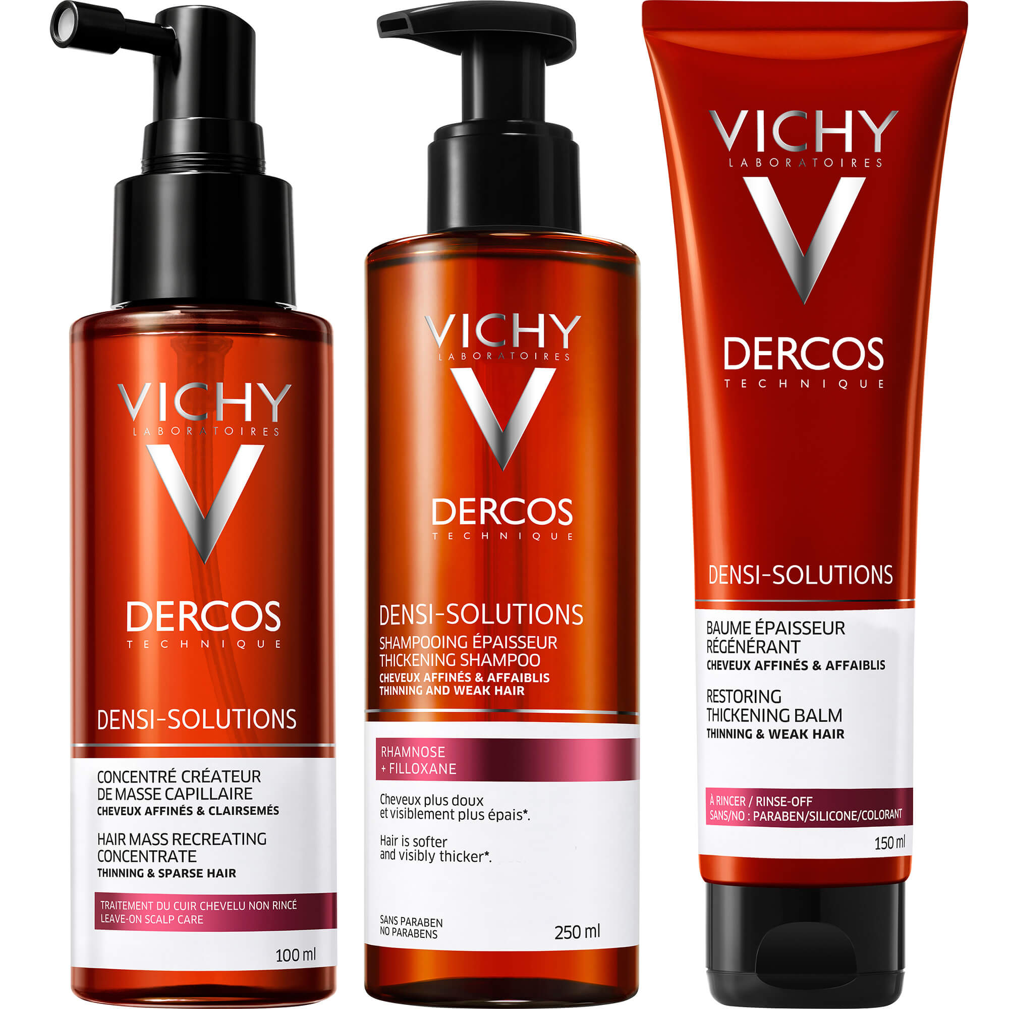 Vichy Dercos Densi-Solutions Πρόγραμμα για Λεπτά Μαλλιά Χωρίς Όγκο σε 3 Βήματα,Lotion 100ml,Shampoo 250ml,Balm 150ml Promo -10€