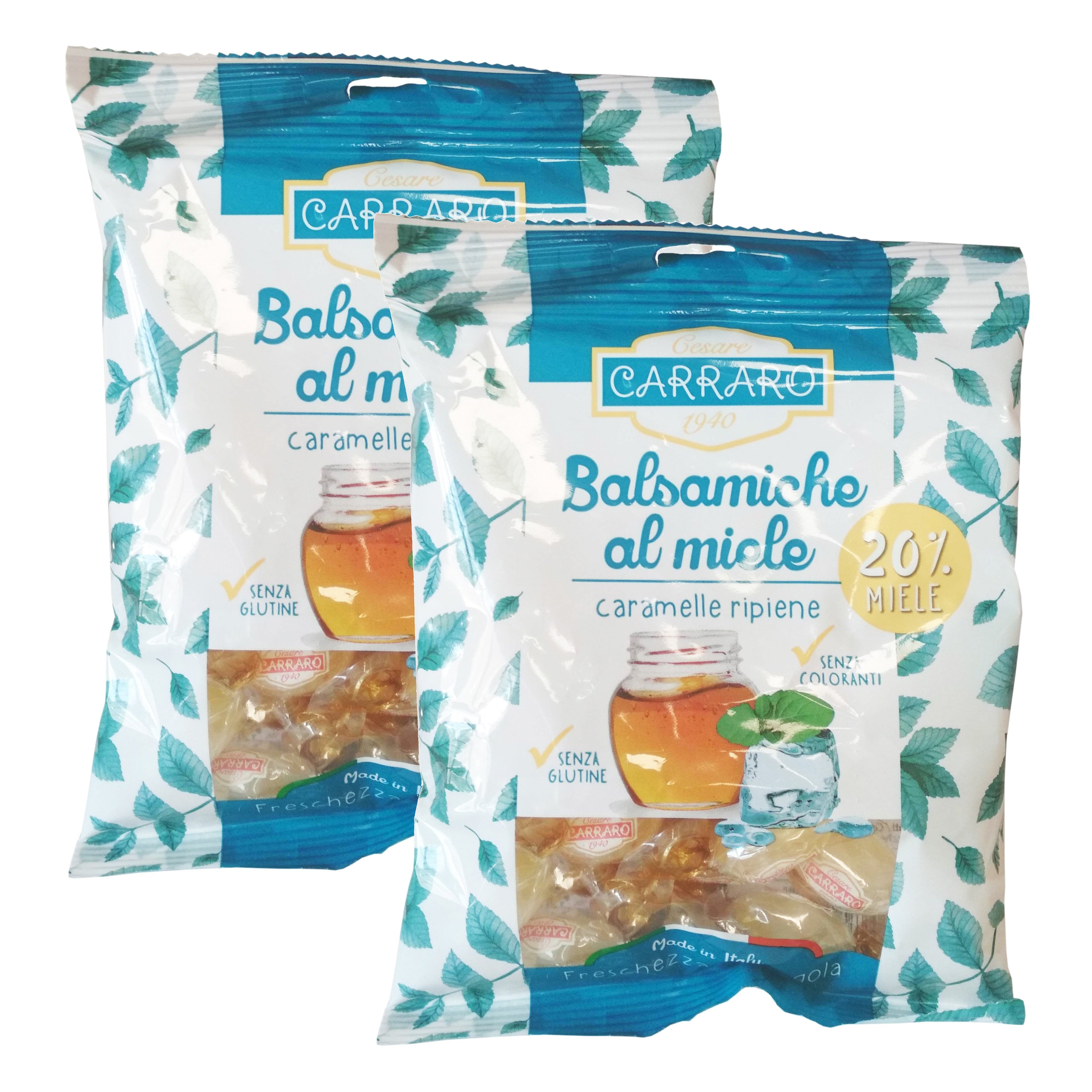 Carraro Πακέτο Προσφοράς Caramelle Balsamiche al Miele Καραμέλες για το Λαιμό με Μέλι & Ευκάλυπτο 2x100gr