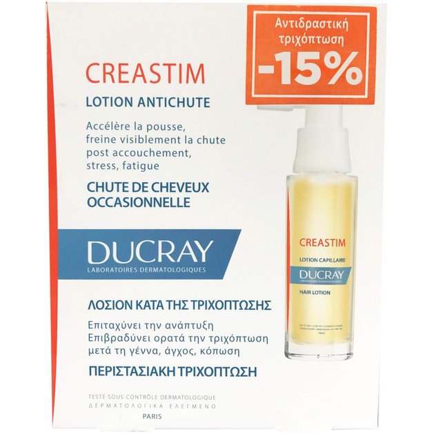 Ducray Creastim Lotion Antichute Λοσιόν Αγωγής Κατά της Αντιδραστικής Τριχόπτωσης 2x30ml Promo -15%