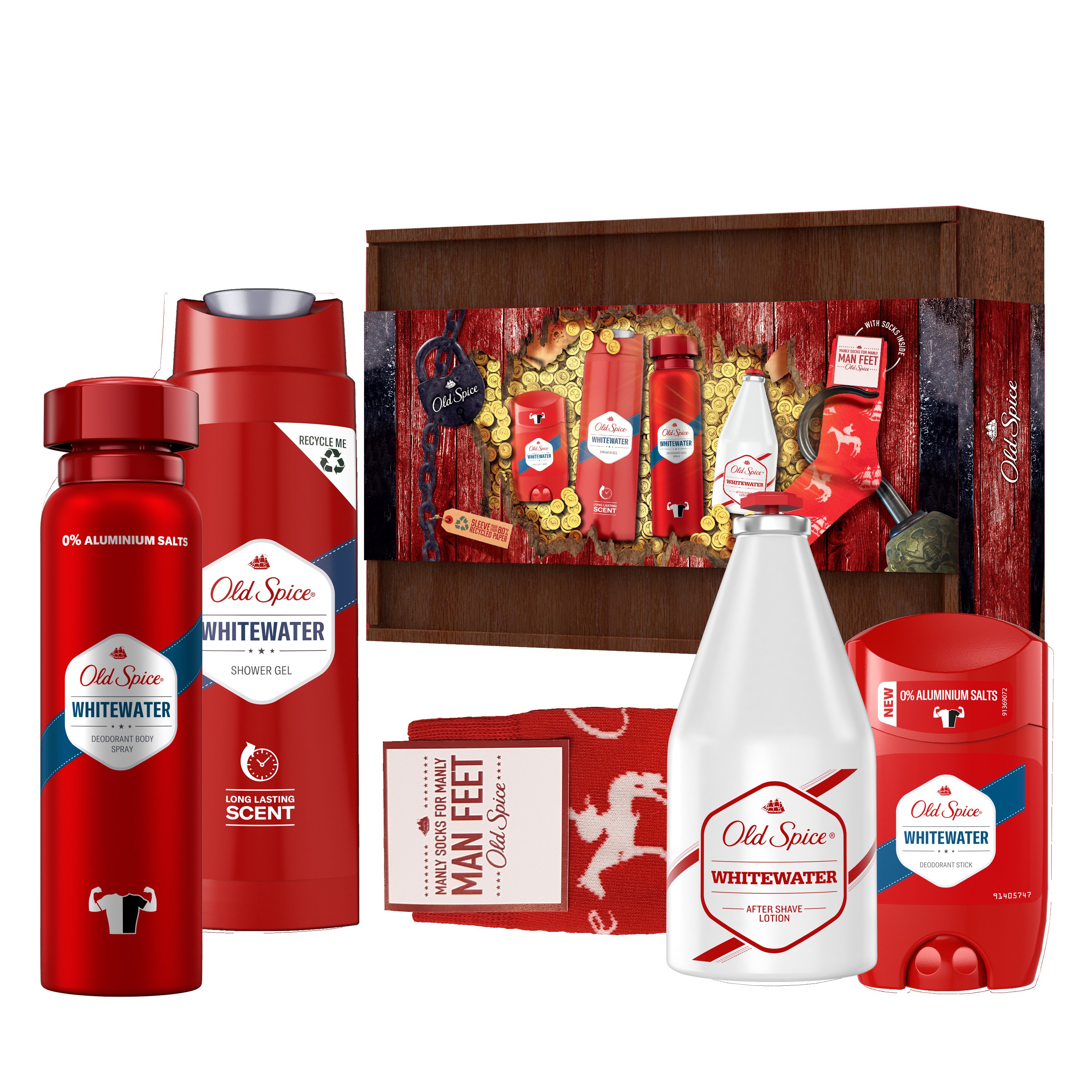Old Spice Πακέτο Προσφοράς Whitewater Deodorant Body Spray 150ml & Shower Gel 250ml & After Shave Lotion 100ml & Deodorant Stick 50ml