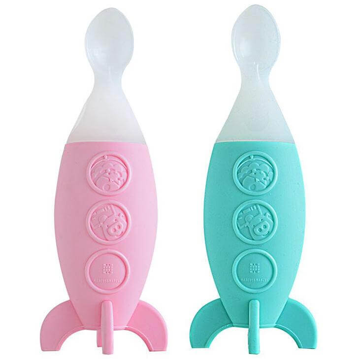 Marcus & Marcus Feeding Spoon Dispenser Κουτάλι Ρυθμιζόμενης Ροής Σιλικόνης FDA 6m+ 1 τεμάχιο – γαλάζιο