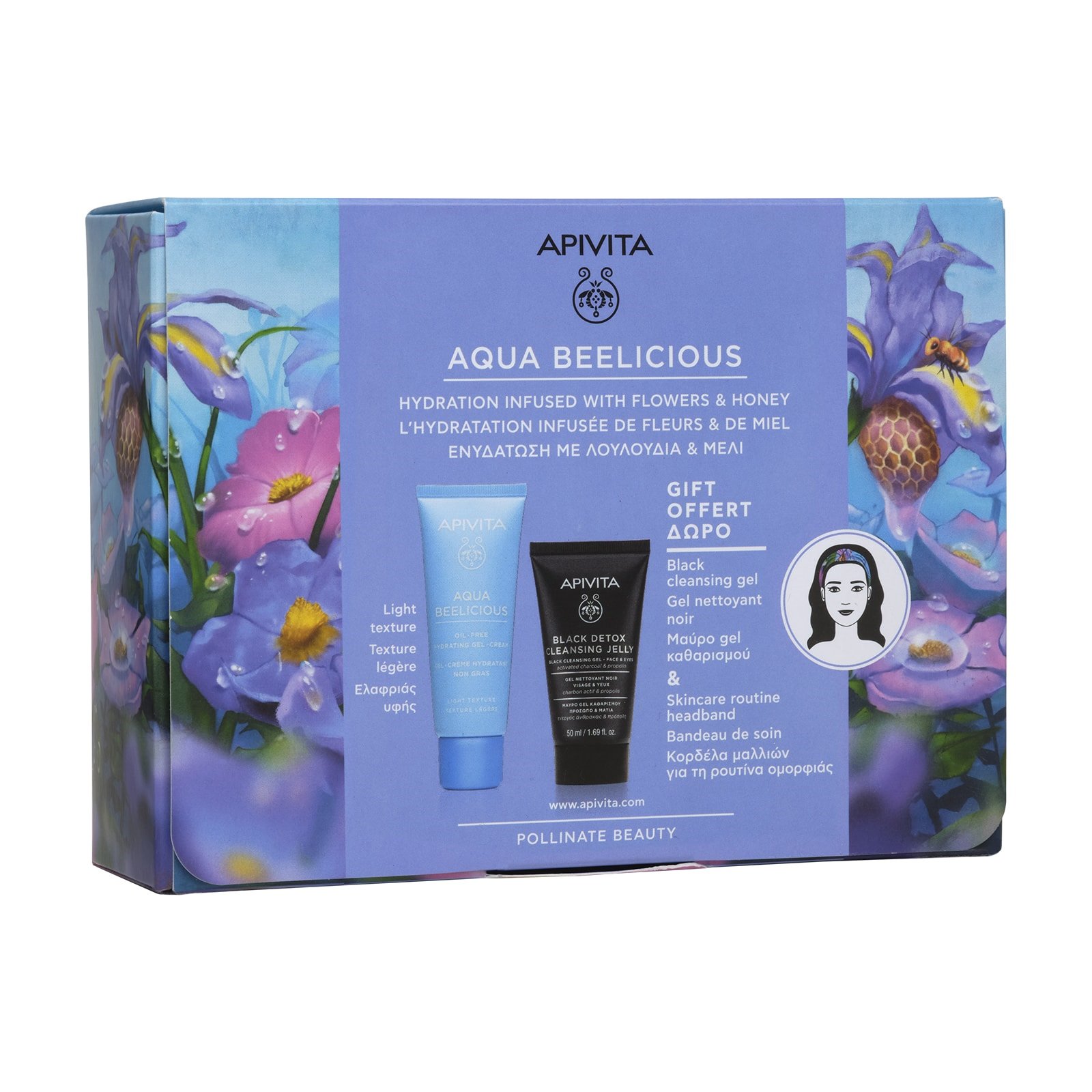 Apivita Πακέτο Προσφοράς Aqua Beelicious Κρέμα Gel Ελαφριάς Υφής 40ml & Δώρο Μαύρο Gel Καθαρισμού 50ml & Κορδέλα Μαλλιών