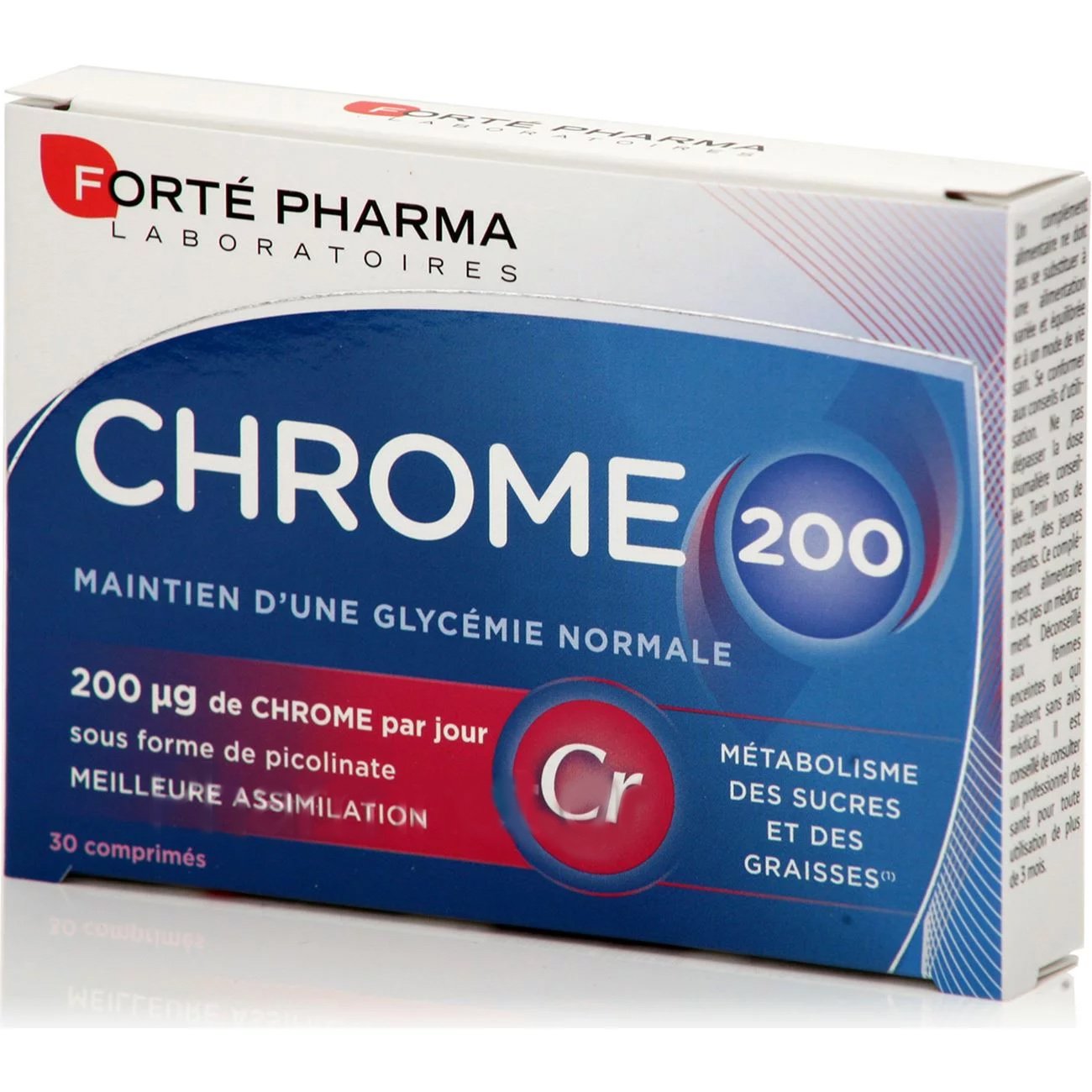 Forte Pharma Chrome 200 Συμπλήρωμα Διατροφής με Χρώμιο, Συμβάλει στην Αύξηση του Μεταβολισμού & στη Μείωση της Όρεξης 30tabs