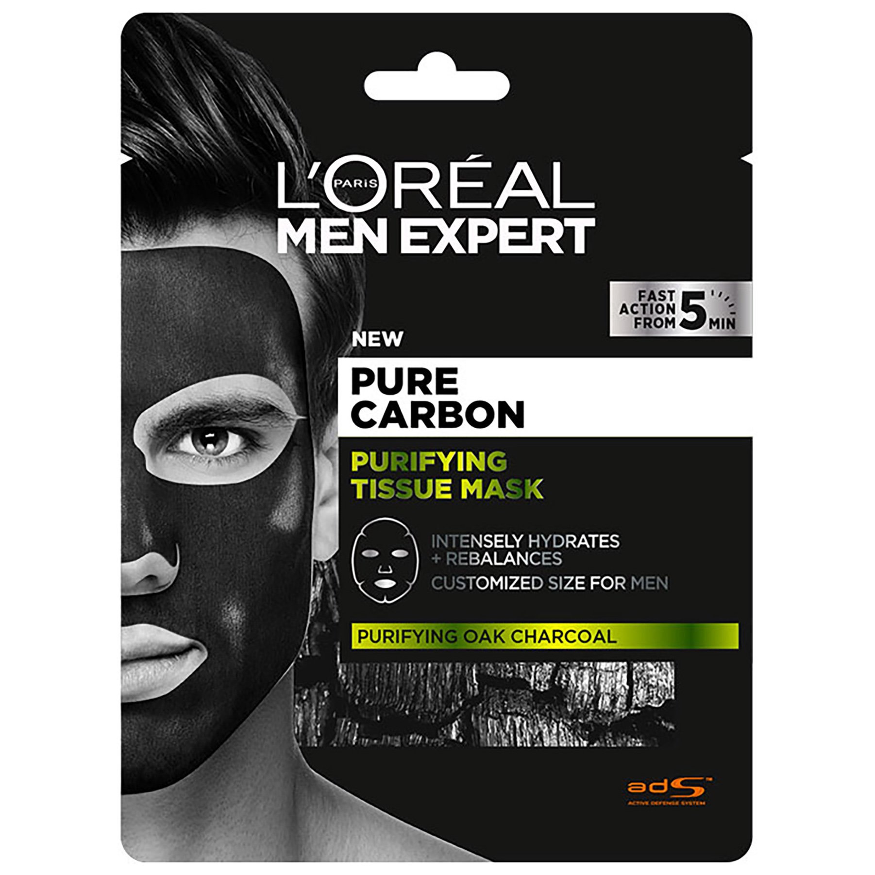 L’oreal Paris Men Expert Pure Carbon XL Ανδρική Υφασμάτινη Μάσκα Προσώπου με Μαύρο Άνθρακα για Ενυδάτωση & Καθαρισμό 30gr
