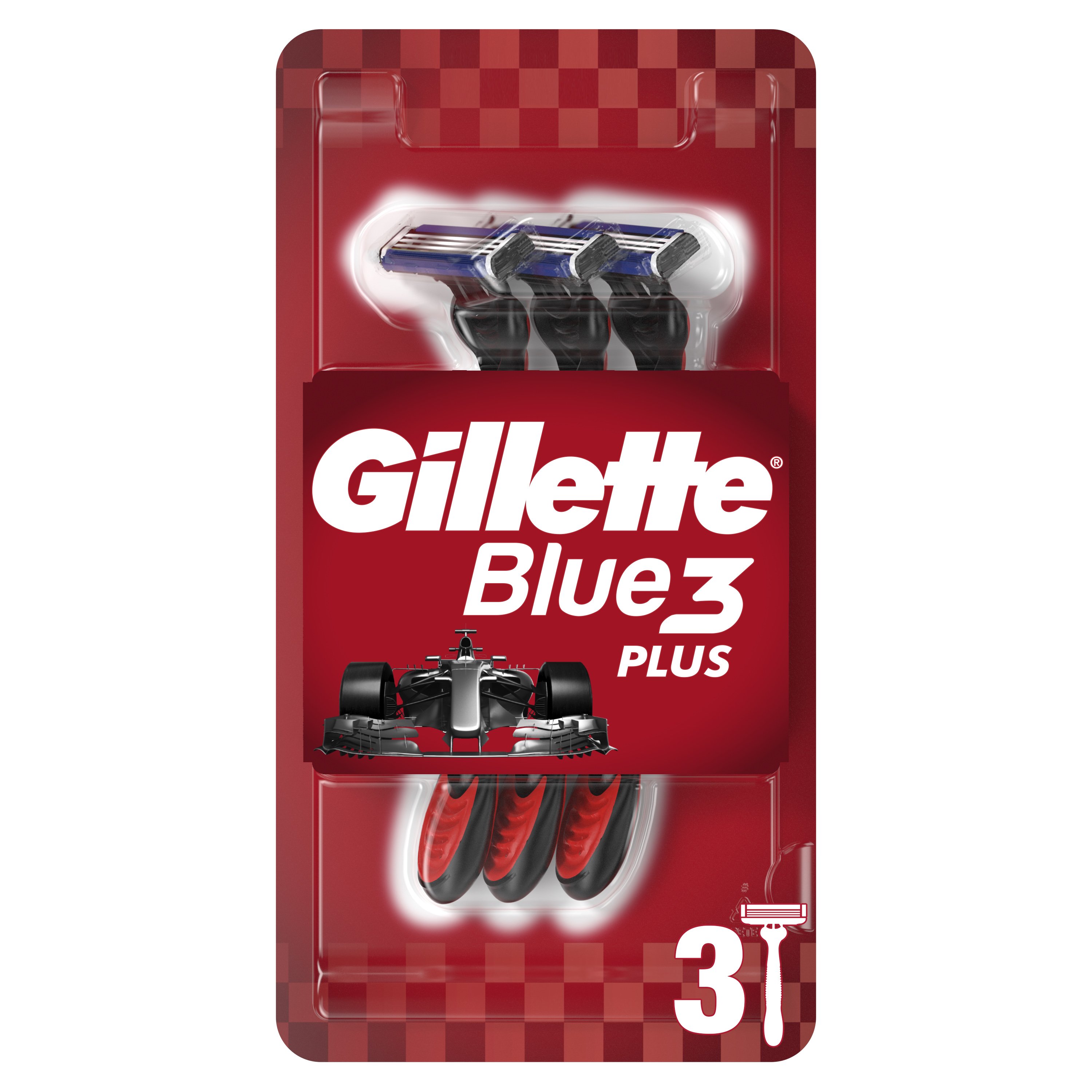 Gillette Blue3 Plus Red Disposable Razors Ανδρικά Ξυραφάκια με 3 Λεπίδες & Επίστρωση Χρωμίου για Βαθύ, Εύκολο Ξύρισμα 3 Τεμάχια