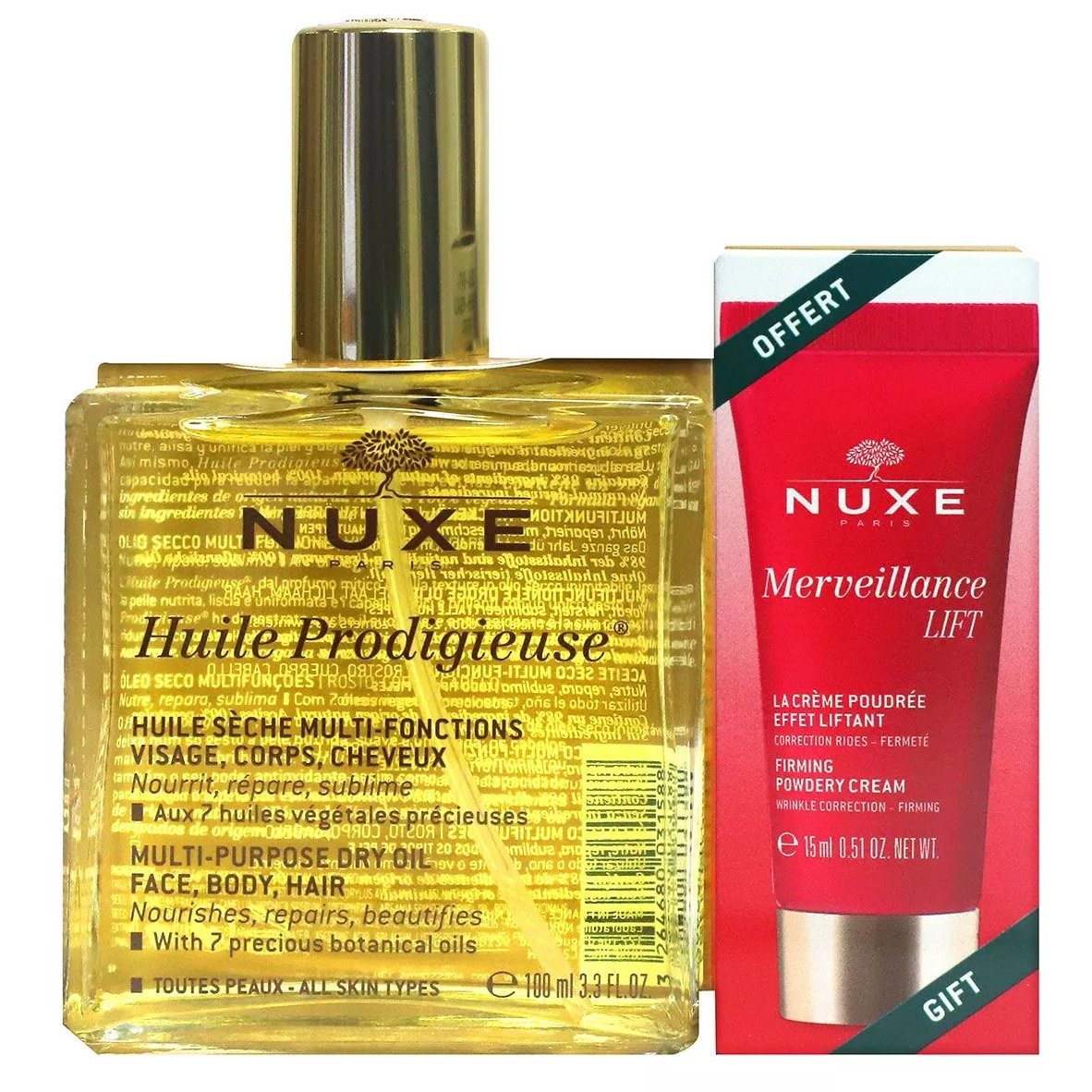 Nuxe Promo Huile Prodigieuse Florale Multi-Purpose Dry Oil 100ml & Δώρο Merveillance Lift Firming Powdery Cream 15ml