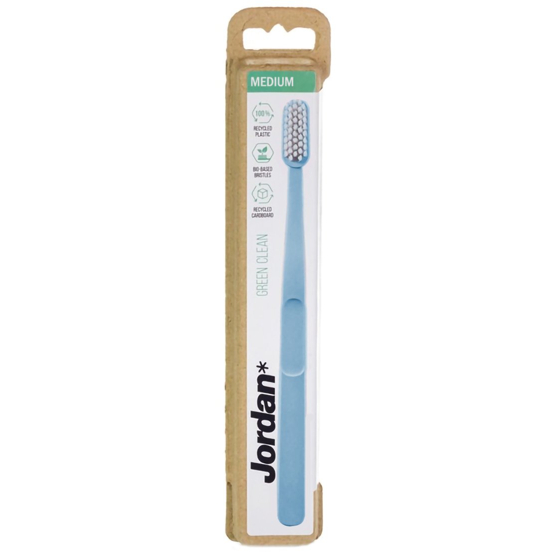 Jordan Jordan Green Clean Medium Toothbrush Bio Eco Χειροκίνητη Οδοντόβουρτσα Μέτρια, με Βιολογικής Προέλευσης Ίνες 1 Τεμάχιο - Μπλε