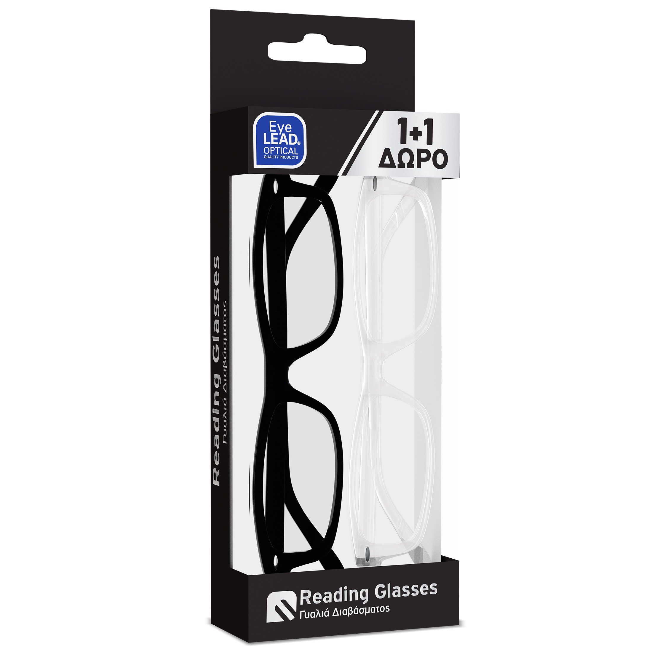 Eyelead Πακέτο Προσφοράς Γυαλιά Διαβάσματος Unisex, Μαύρο Κοκκάλινο Ε221 & Διαφανές Κοκκάλινο Ε223 1+1 Δώρο – 2,50