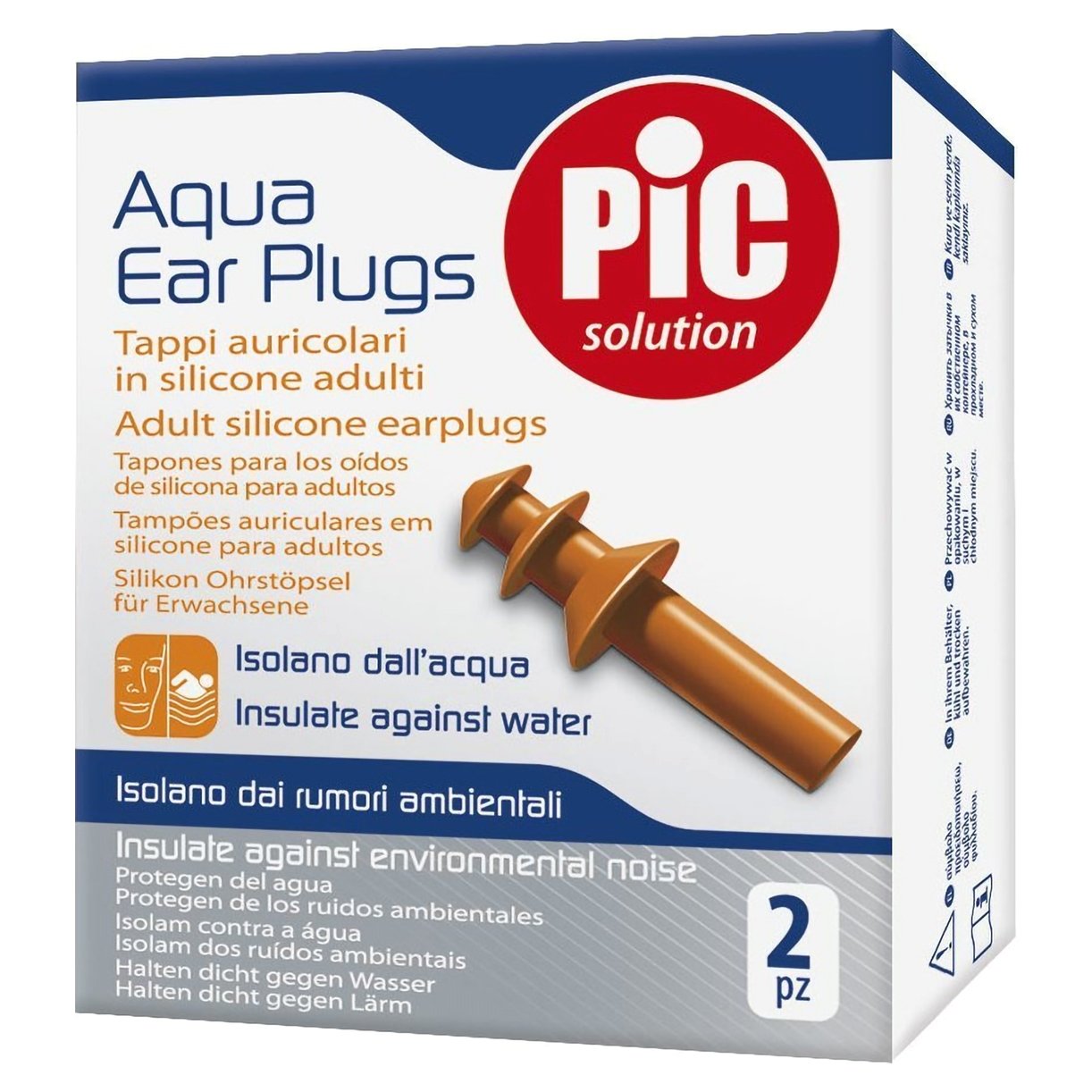 Pic Pic Solution Aqua Ear Plugs for Adult Πορτοκαλί Ωτοασπίδες Σιλικόνης Ενηλίκων Ειδικά για Θαλάσσια Σπορ 2 Τεμάχια
