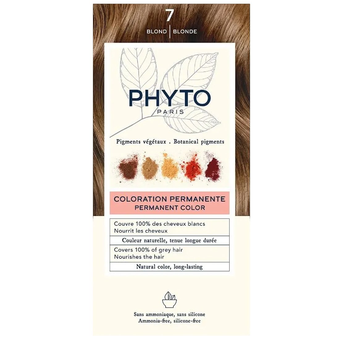 Phyto Permanent Hair Color Kit Μόνιμη Βαφή Μαλλιών με Φυτικές Χρωστικές, Χωρίς Αμμωνία 1 Τεμάχιο – 7 Ξανθό