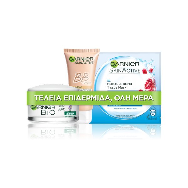 Garnier Πακέτο Προσφοράς Bio Graceful Lavandin Anti-Wrinkle Day Cream 50ml,BB Miracle Skin Medium 50ml,Moisture Bomb Tissue 32gr