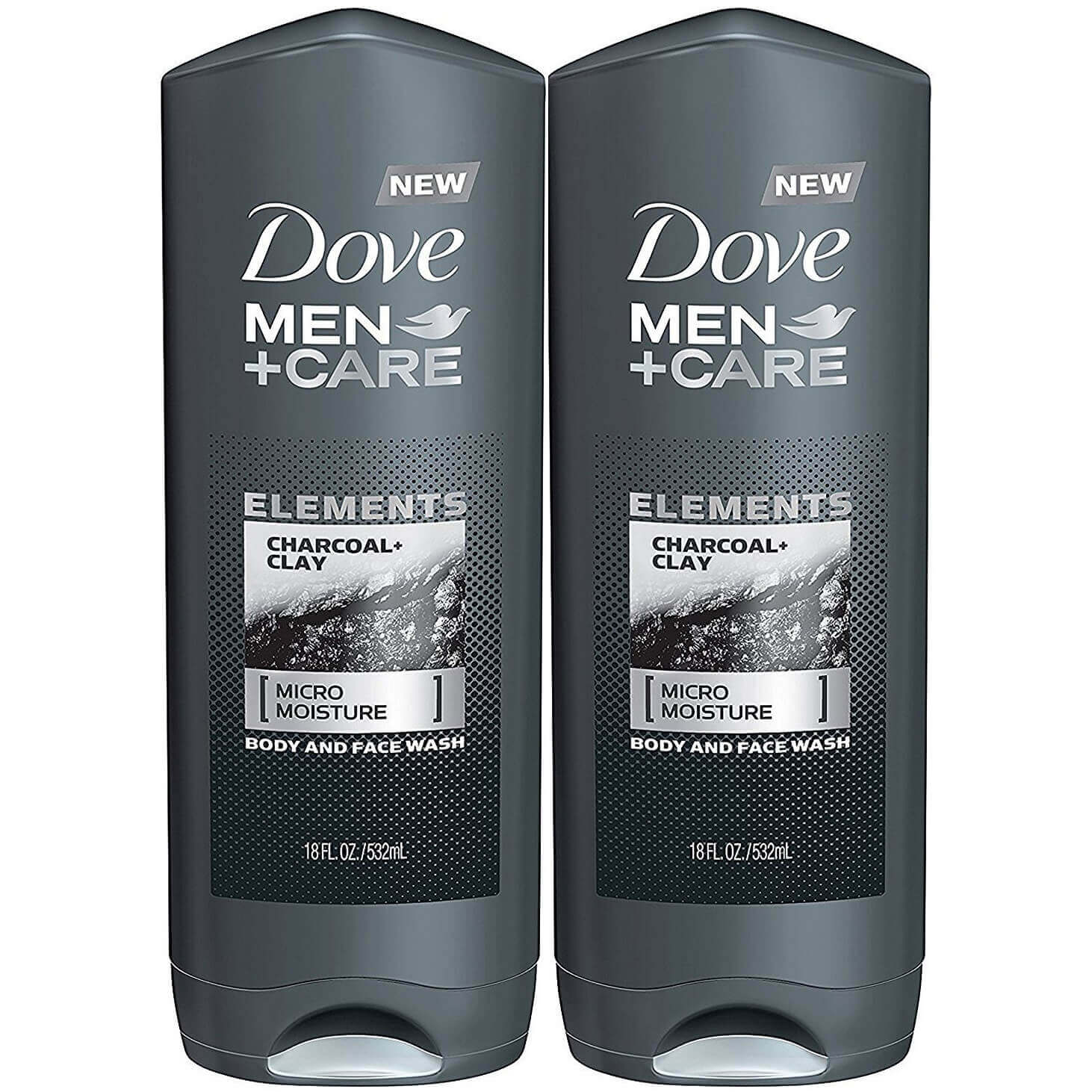 Dove Πακέτο Προσφοράς Men +Care Elements Body and Face Wash, Charcoal and Clay Ανδρικό Αφρόλουτρο για μια Έκρηξη Δροσιάς 2x400ml