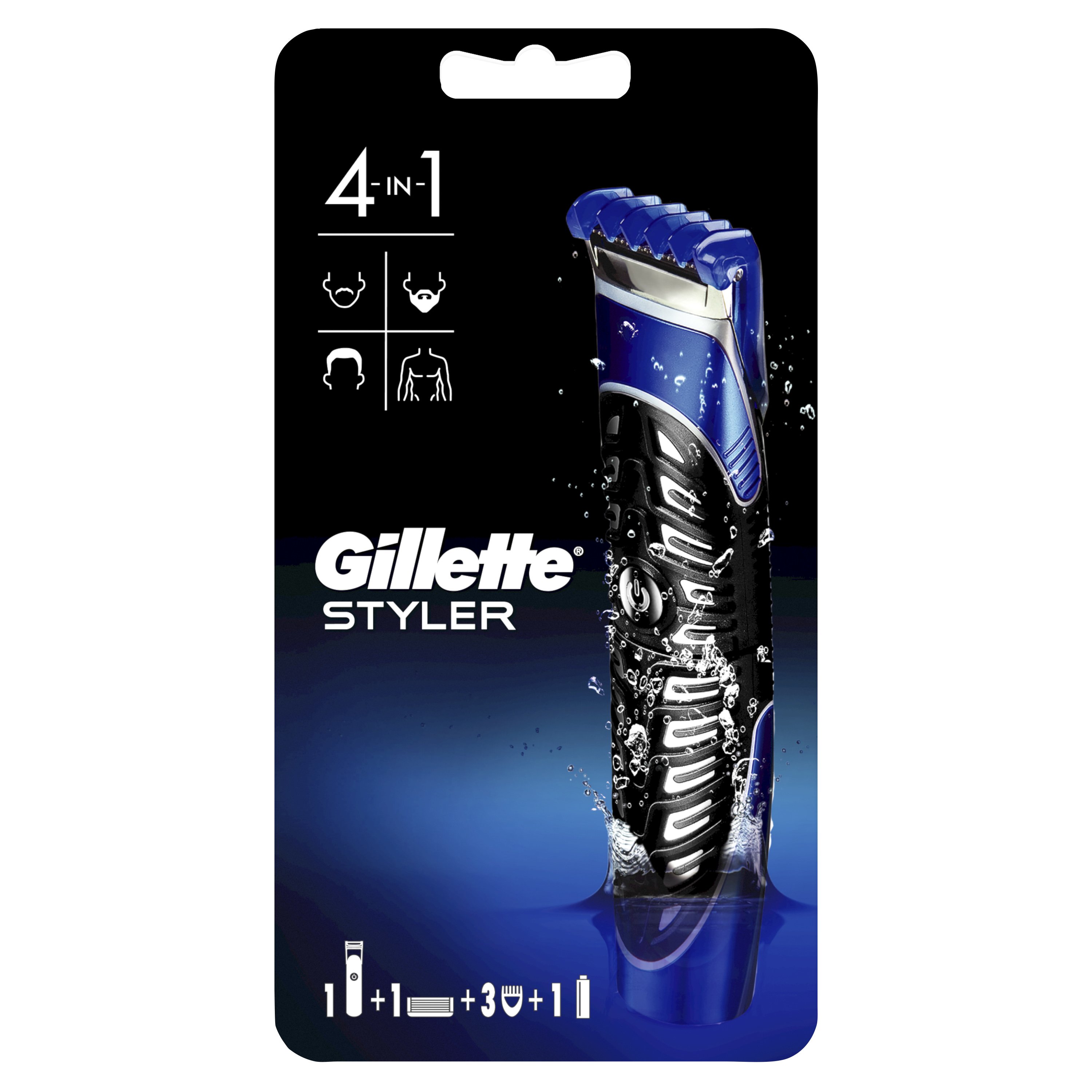 Gillette Styler 4in1 Precision Body & Beard Trimmer, Shaver & Edger 1 Τεμάχιο