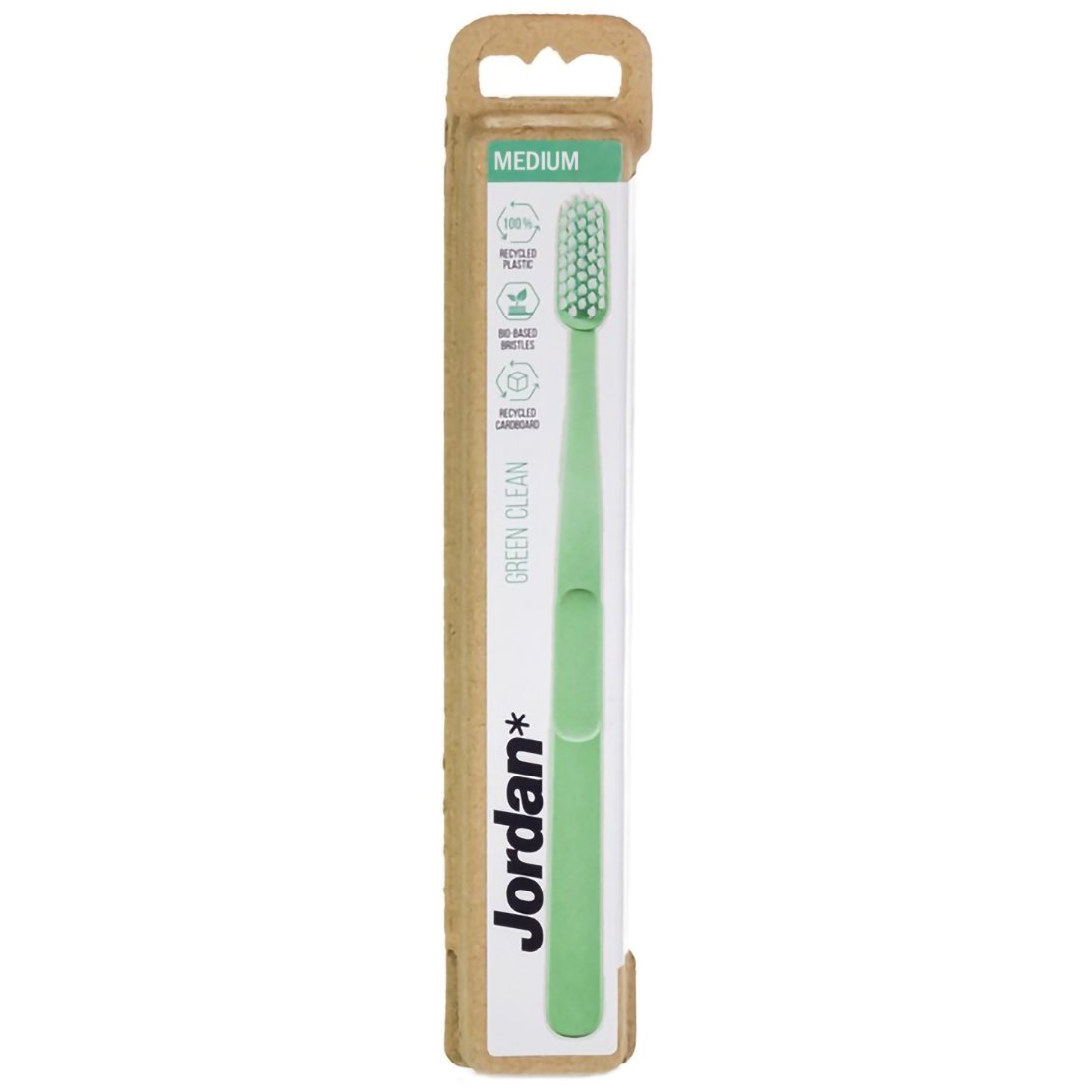 Jordan Green Clean Medium Toothbrush Bio Eco Χειροκίνητη Οδοντόβουρτσα Μέτρια, με Βιολογικής Προέλευσης Ίνες 1 Τεμάχιο – Πράσινο