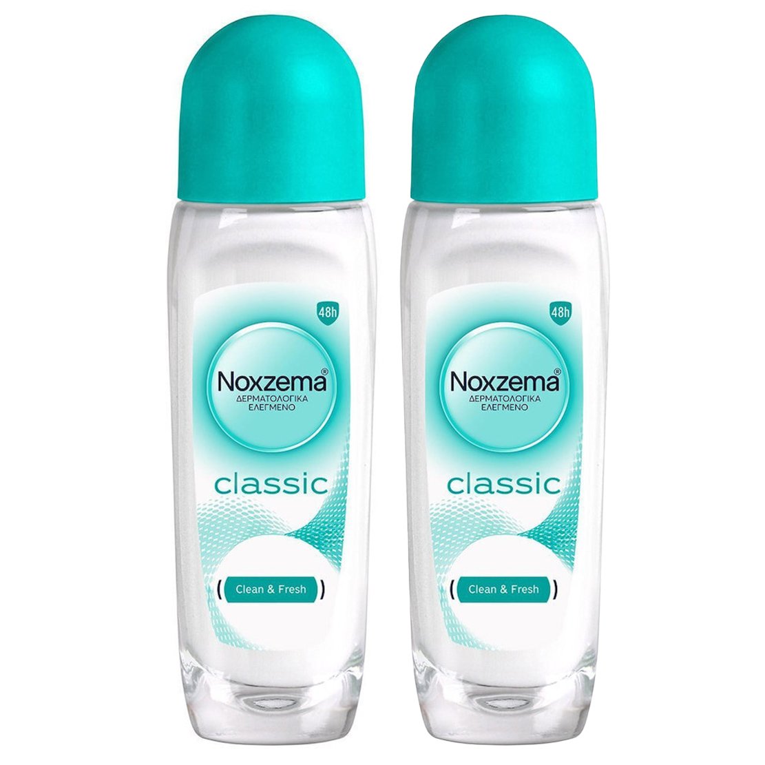 Noxzema Πακέτο Προσφοράς Classic Clean & Fresh Deo Roll-on Γυναικείο Αποσμητικό 48ωρης Προστασίας Κατά του Ιδρώτα με Άρωμα Φρεσκάδας 50ml 1+1 Δώρο
