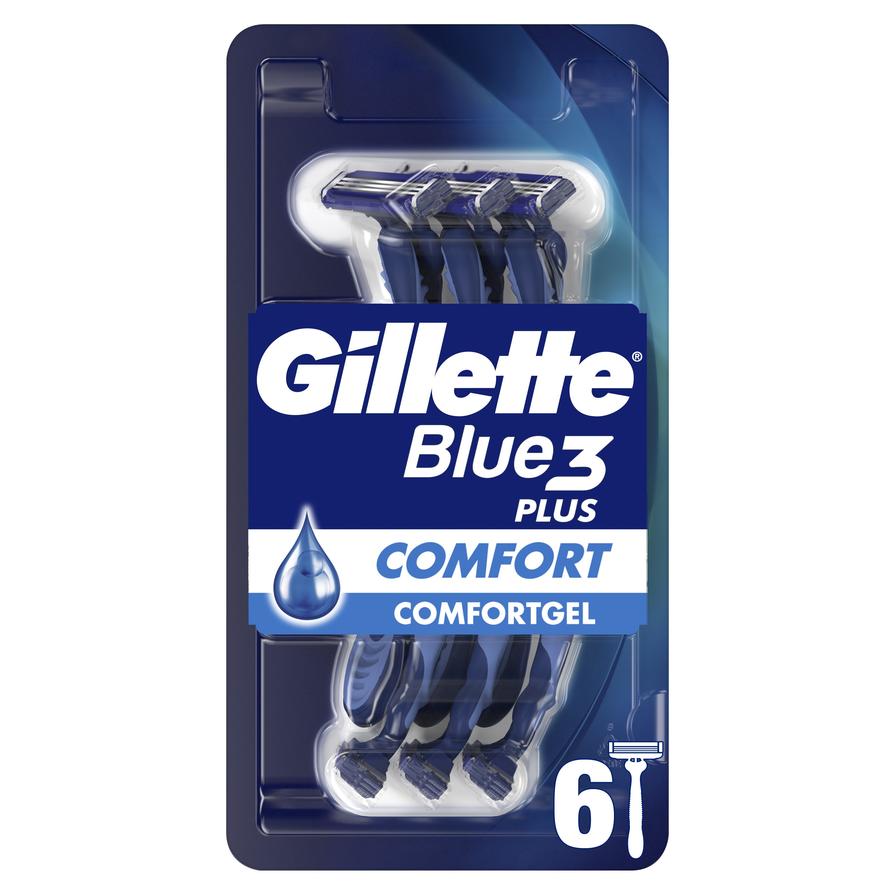 Gillette Gillette Blue3 Plus Comfort Disposable Razors Ανδρικά Ξυραφάκια με 3 Λεπίδες για Βαθύ & Απαλό Ξύρισμα 6 Τεμάχια