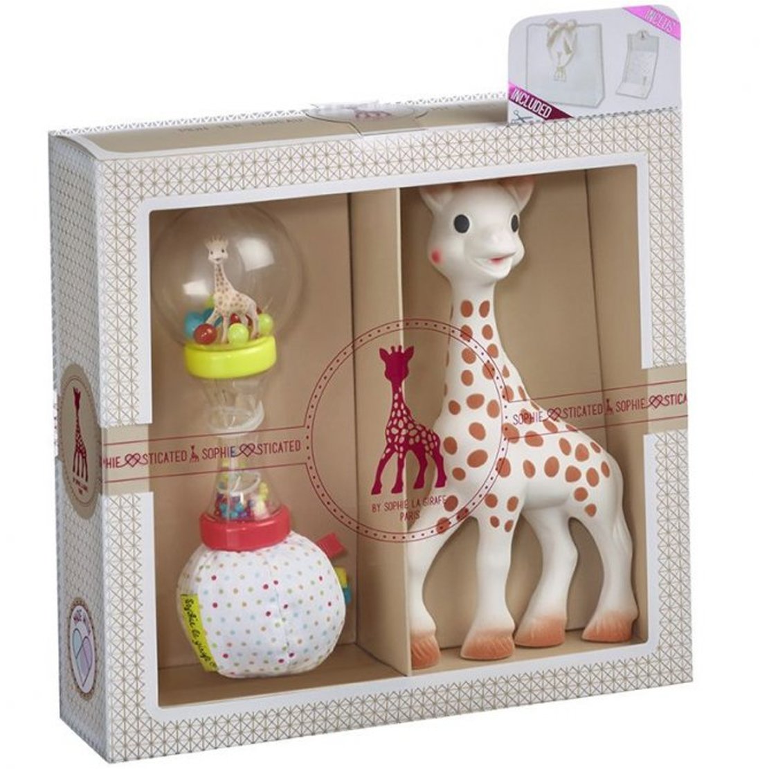 Sophie La Girafe Sophie La Girafe Πακέτο Προσφοράς My First Gift Κωδ 000009 Παιχνίδι Οδοντοφυΐας Καμηλοπάρδαλη από Καουτσούκ & Κουδουνίστρα 0m+, 1 Τεμάχιο